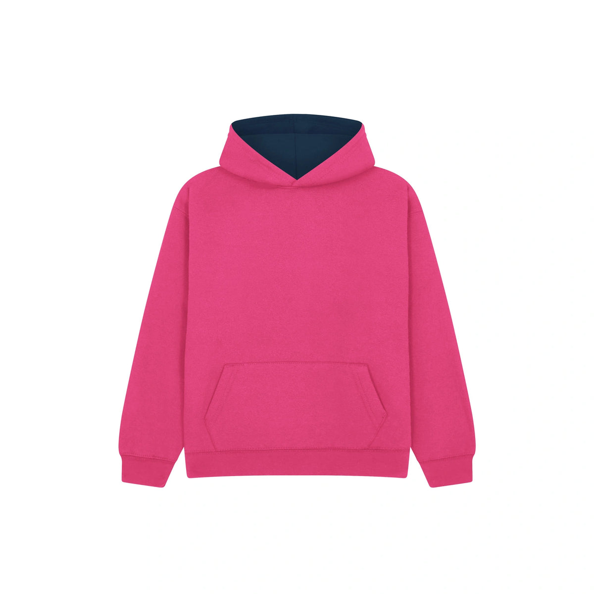 Cotton Ridge W73K Eclipse Premium kids contrast hoodie in Fuchsia / Navy