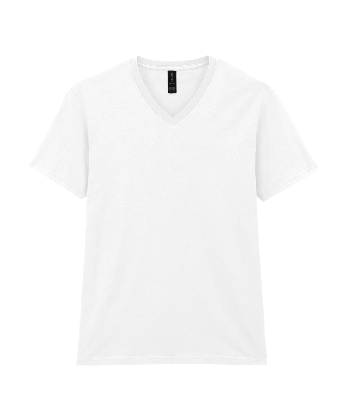 Gildan Softstyle v-neck t-shirt in White, front view