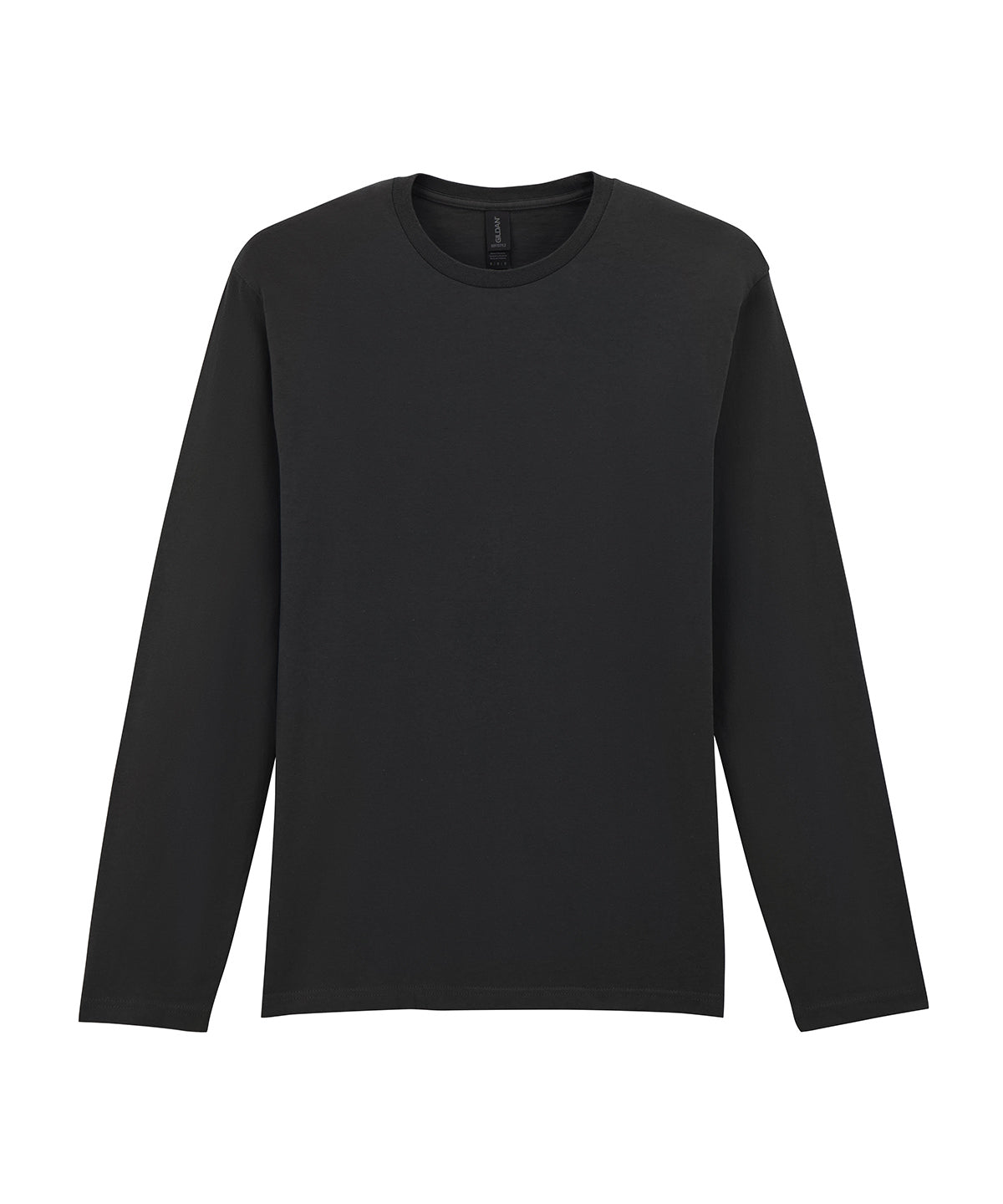 Gildan Softstyle long sleeve t-shirt in Black, front view