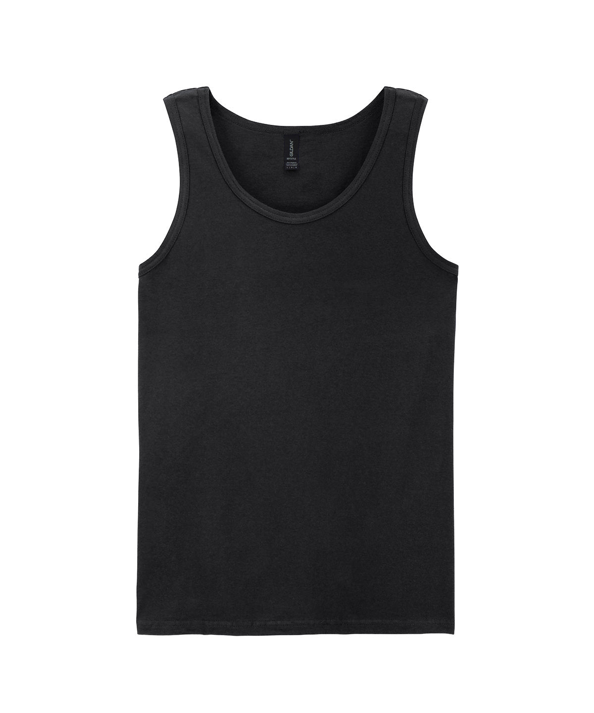 Gildan Softstyle adult tank top in Black, front view