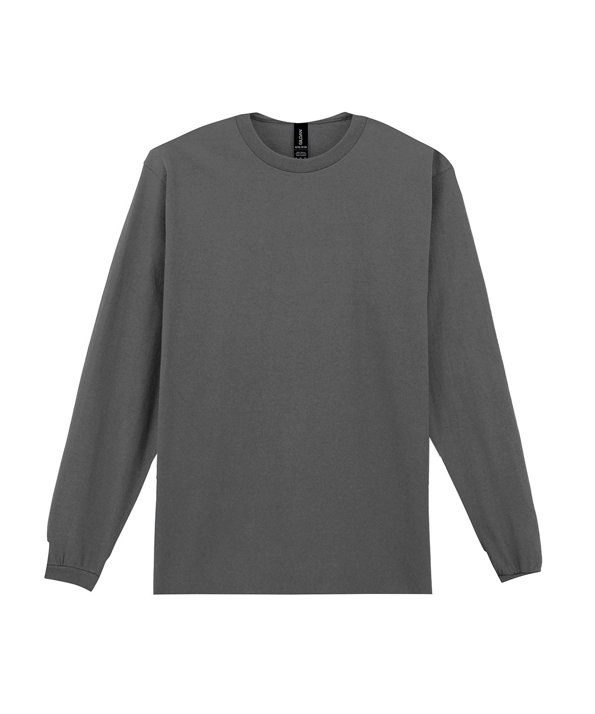 Gildan Ultra Cotton adult long sleeve t-shirt in Charcoal†, front view