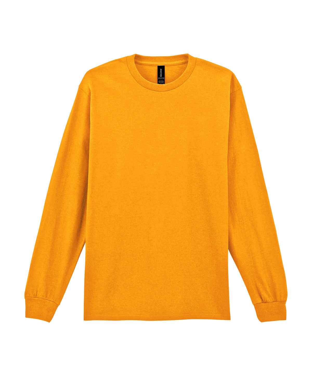Gildan Ultra Cotton adult long sleeve t-shirt in Gold, front view
