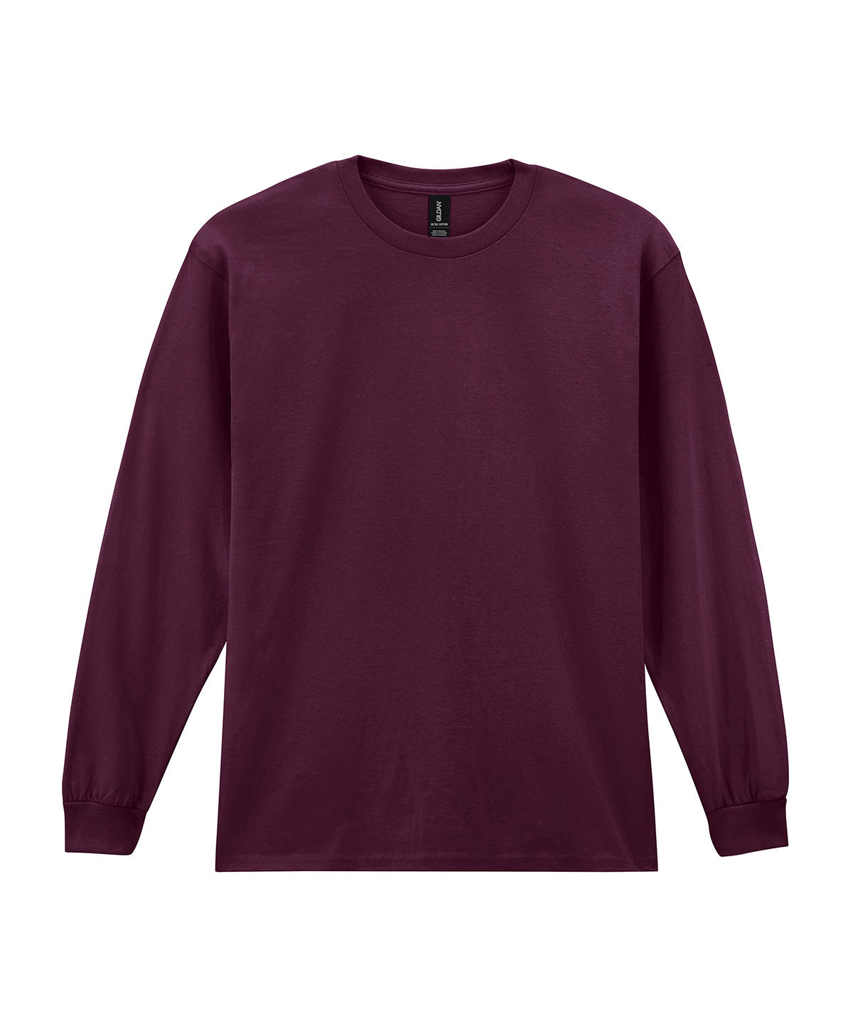 Gildan Ultra Cotton adult long sleeve t-shirt in Maroon, front view