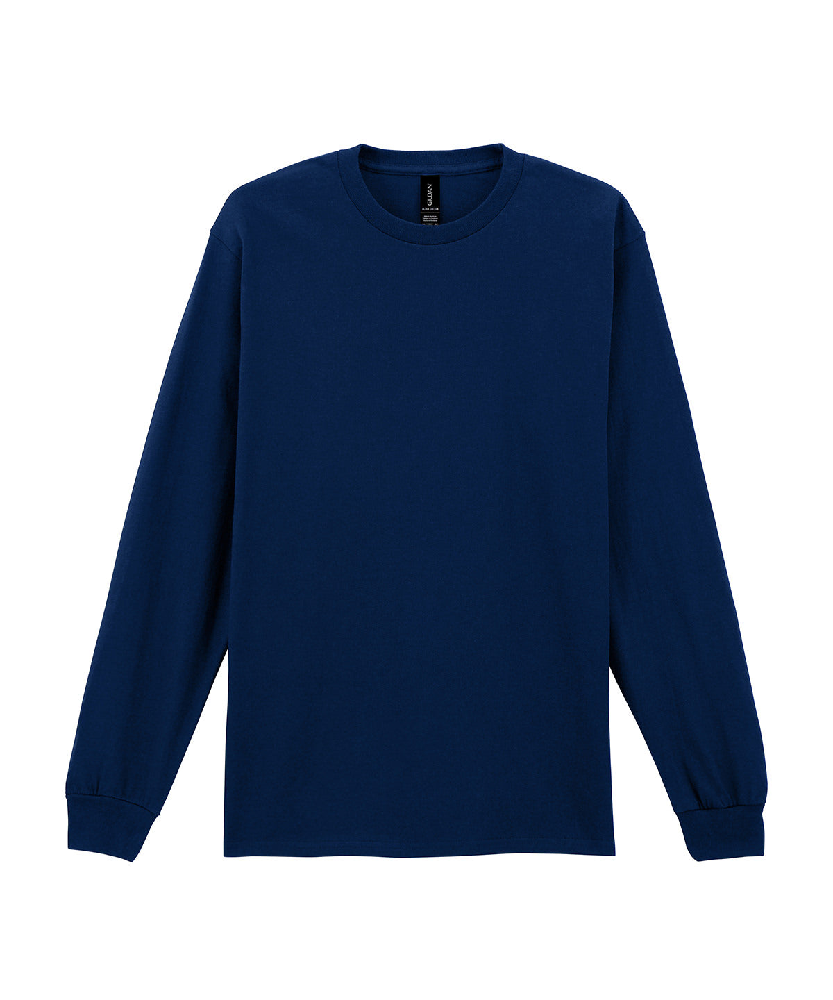 Gildan Ultra Cotton adult long sleeve t-shirt in Navy, front view