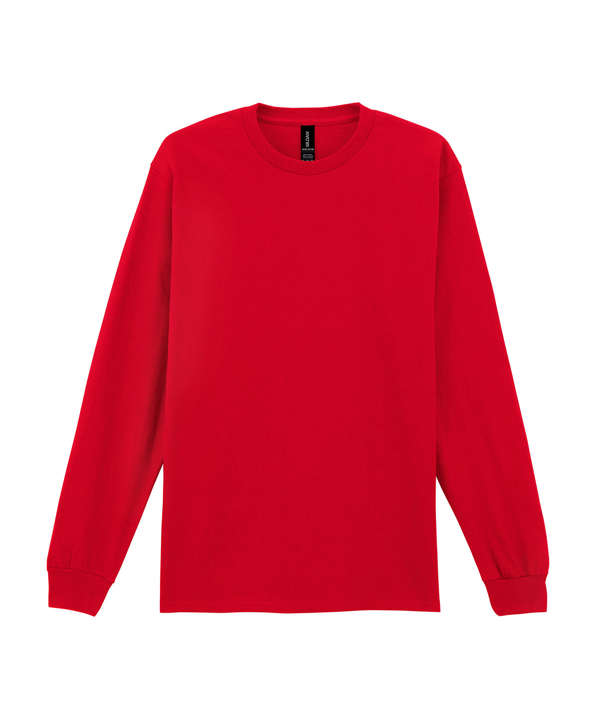 Gildan Ultra Cotton adult long sleeve t-shirt in Red, front view