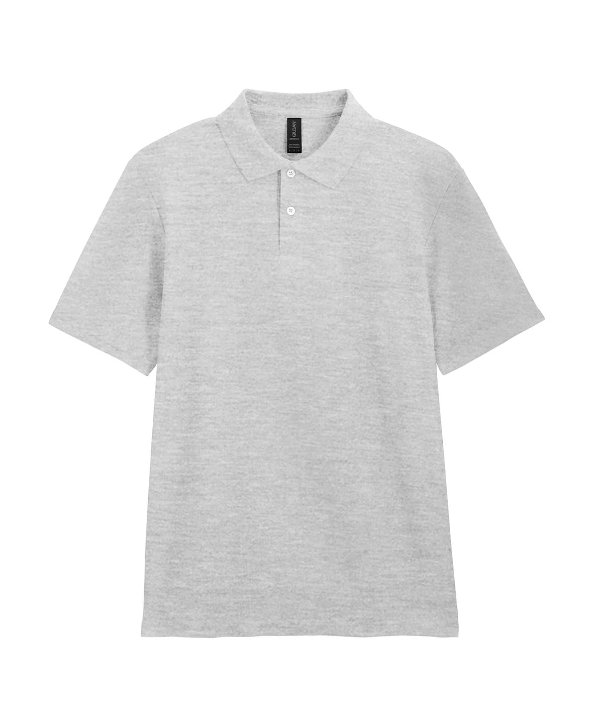 Gildan Softstyle adult double piqué polo in Ringspun Sport Grey, front view