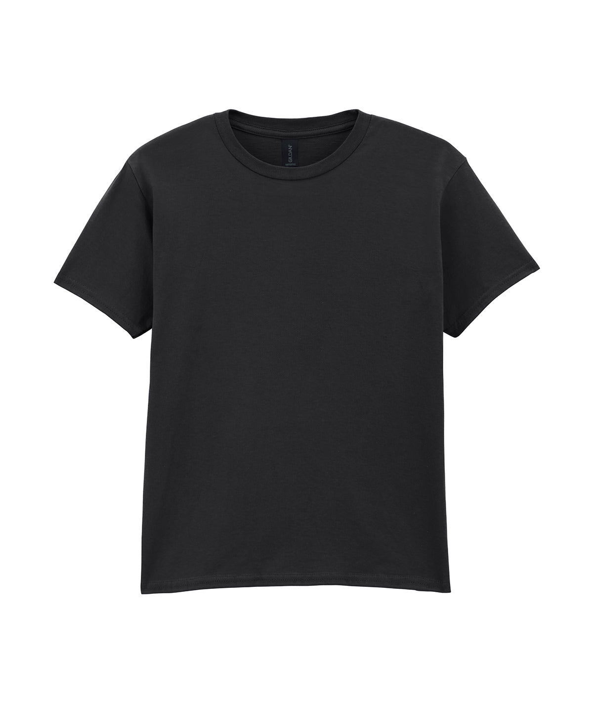 Gildan Softstyle youth ringspun t-shirt in Black, front view