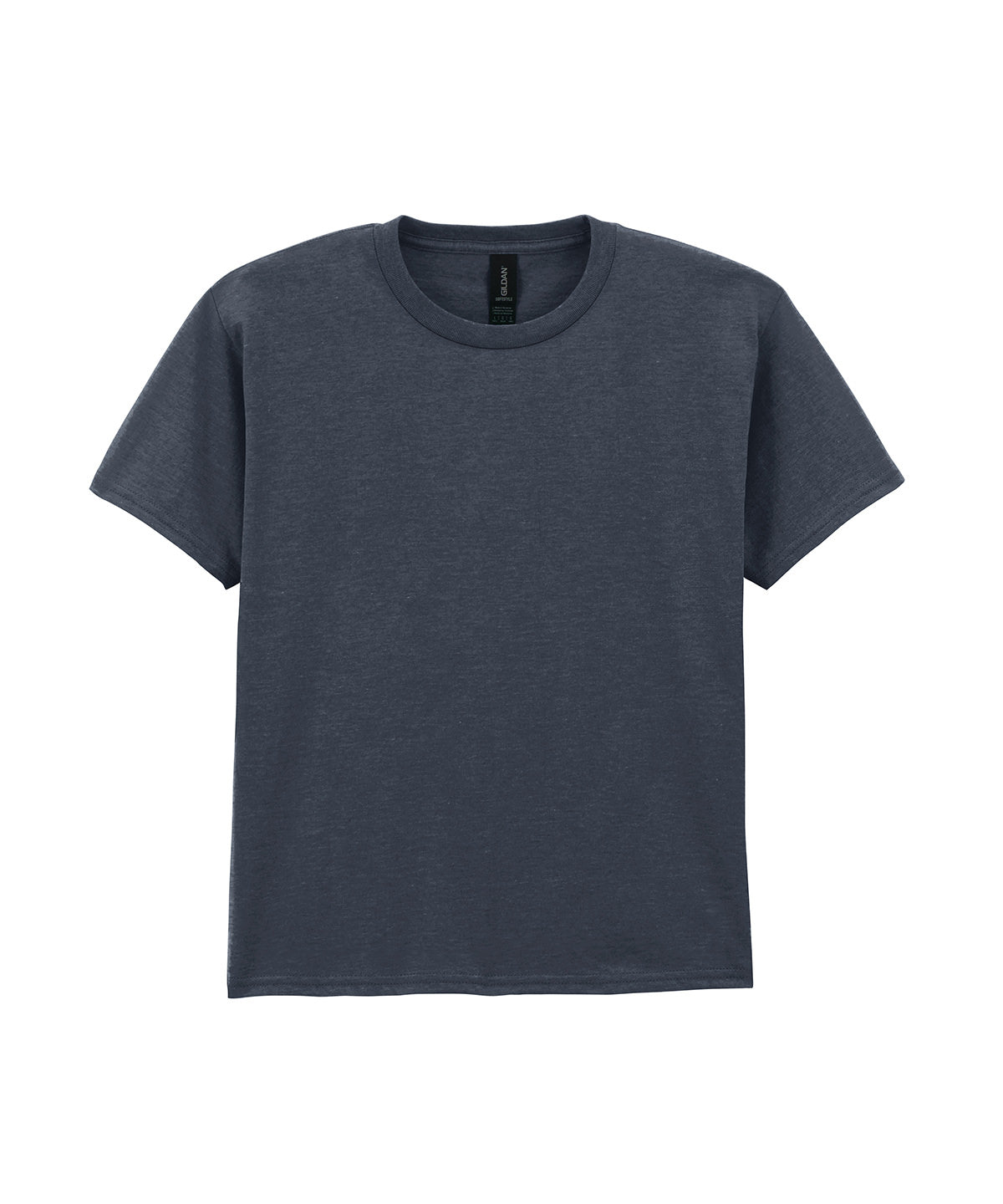 Gildan Softstyle youth ringspun t-shirt in Dark Heather, front view
