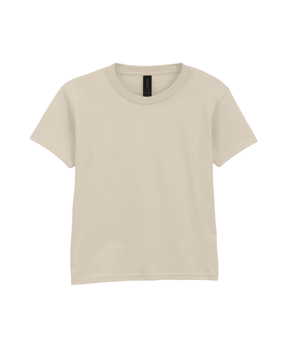 Gildan Softstyle youth ringspun t-shirt in Sand, front view