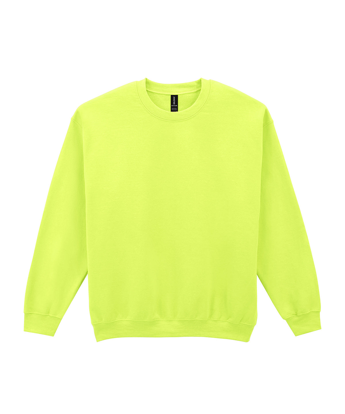 Gildan Heavy Blend adult crew neck sweatshirt in Safety Green, front view