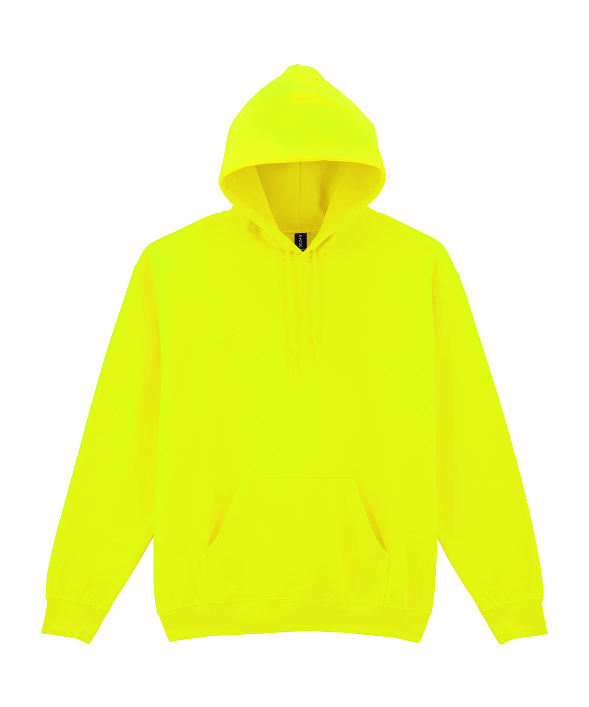 Gildan Heavy Blend hooded sweatshirt in Safety Green, front view
