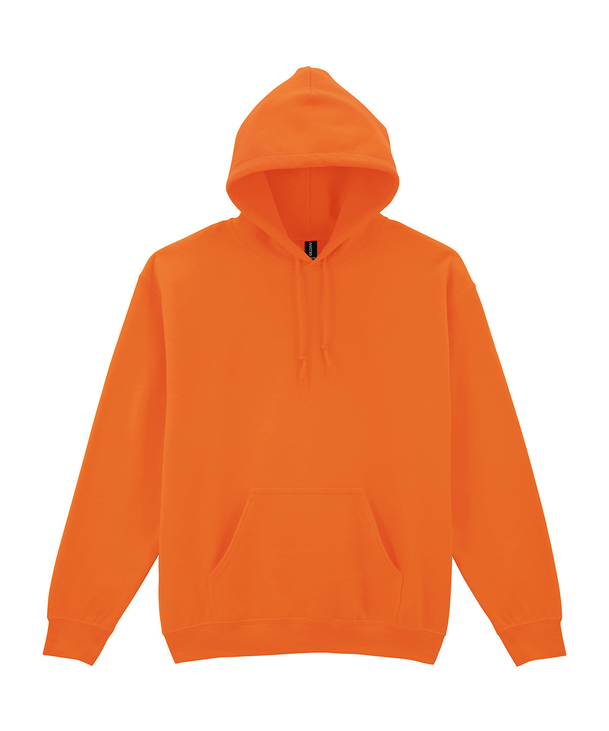 Gildan Heavy Blend hooded sweatshirt in Safety Orange, front view