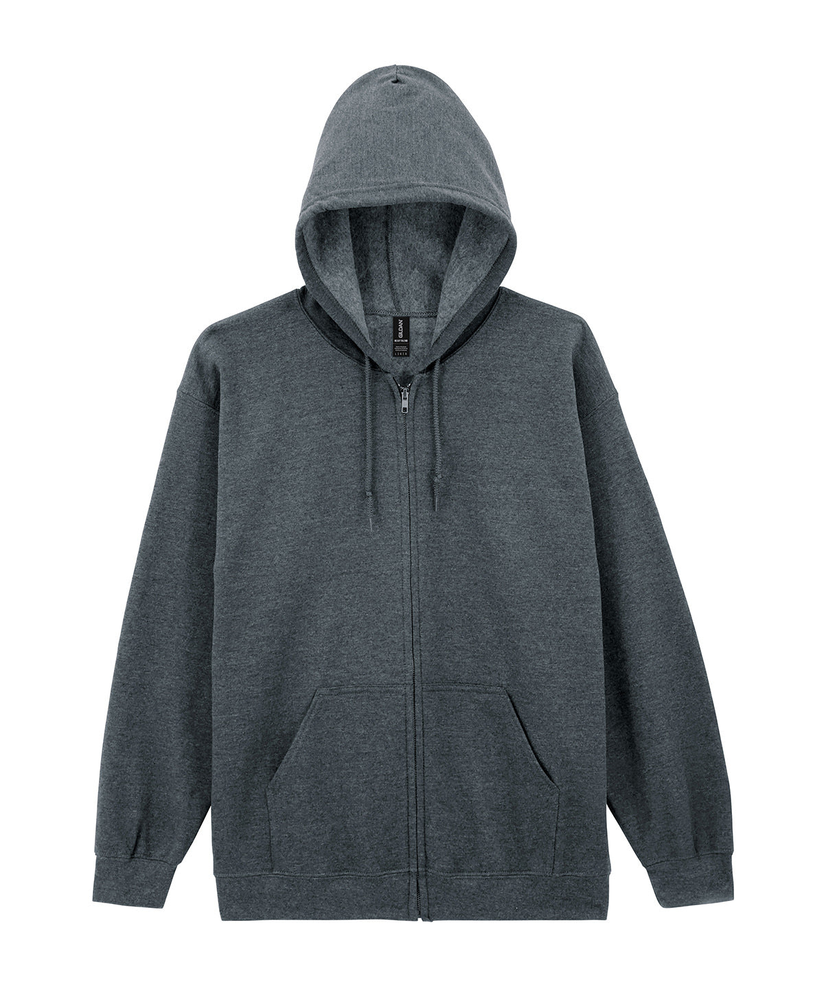 Gildan Heavy Blend  full-zip hooded sweatshirt in Dark Heather, front view