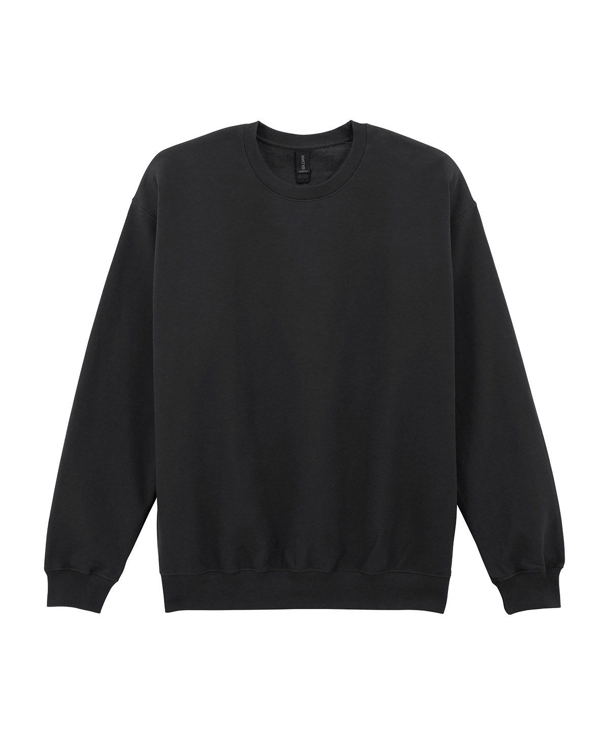 Gildan Softstyle midweight fleece adult crew neck in Black, front view