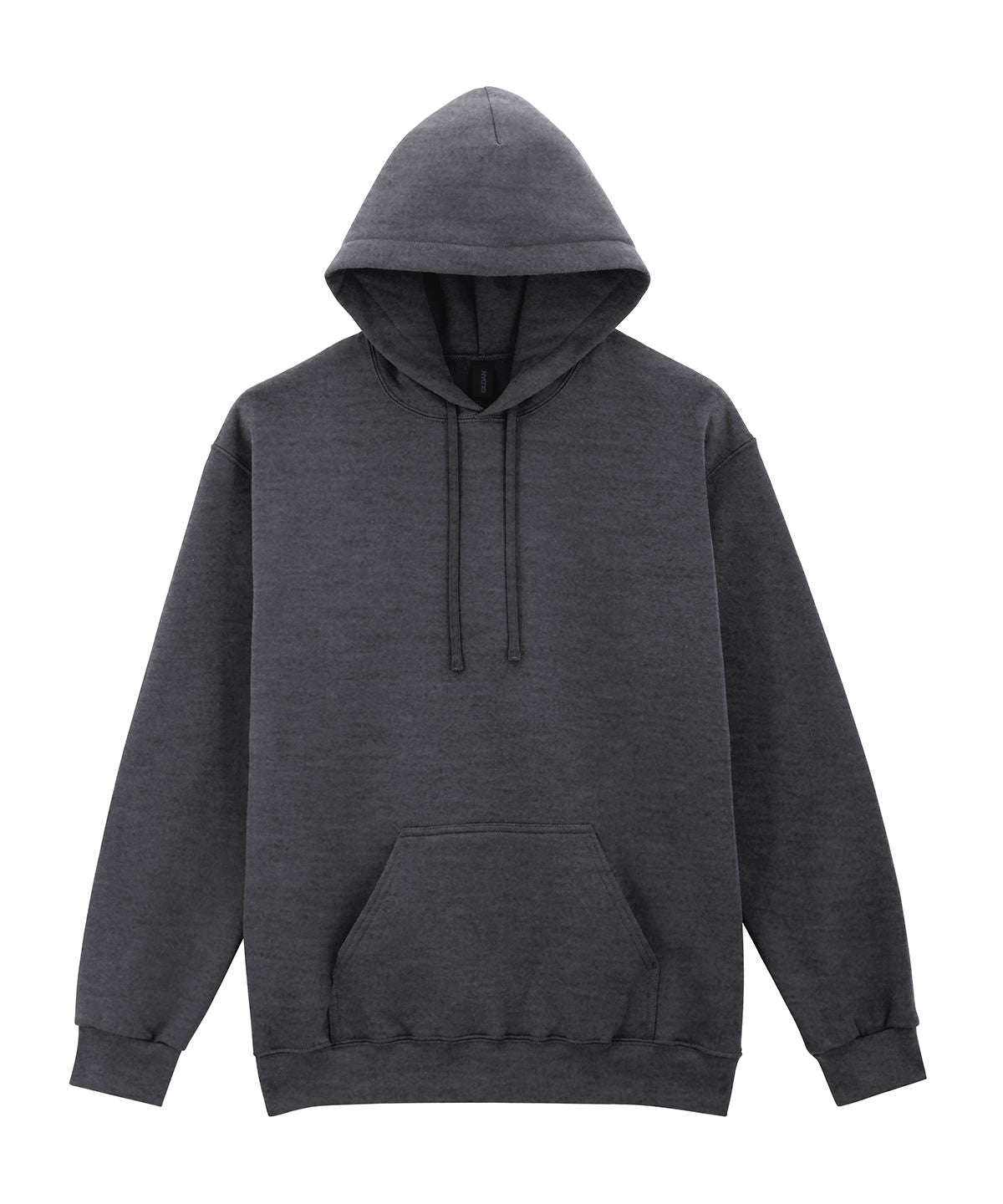 Gildan Softstyle midweight fleece adult hoodie in Heather Black, front view
