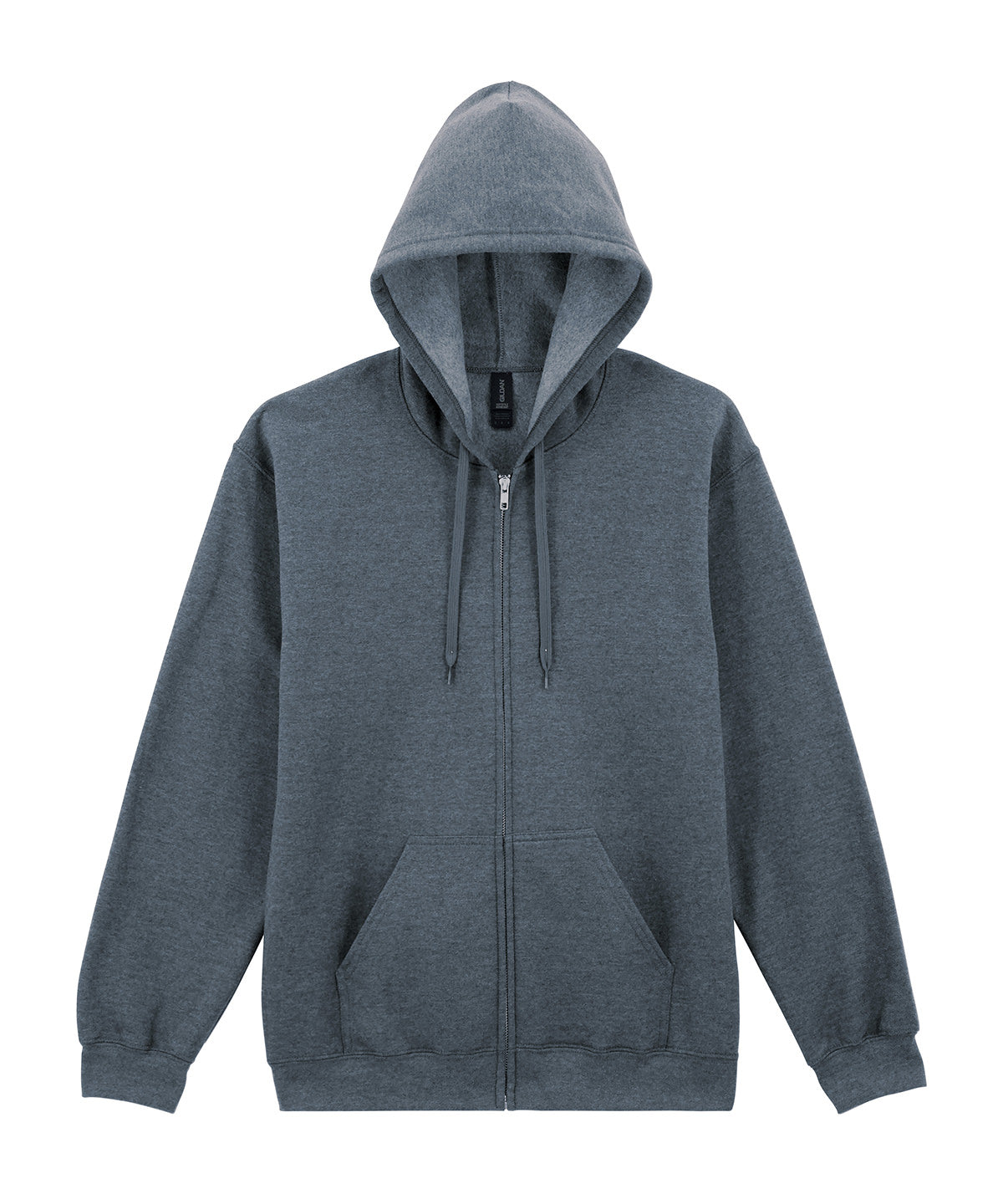 Gildan Softstyle midweight fleece adult full-zip hooded sweatshirt in Dark Heather, front view