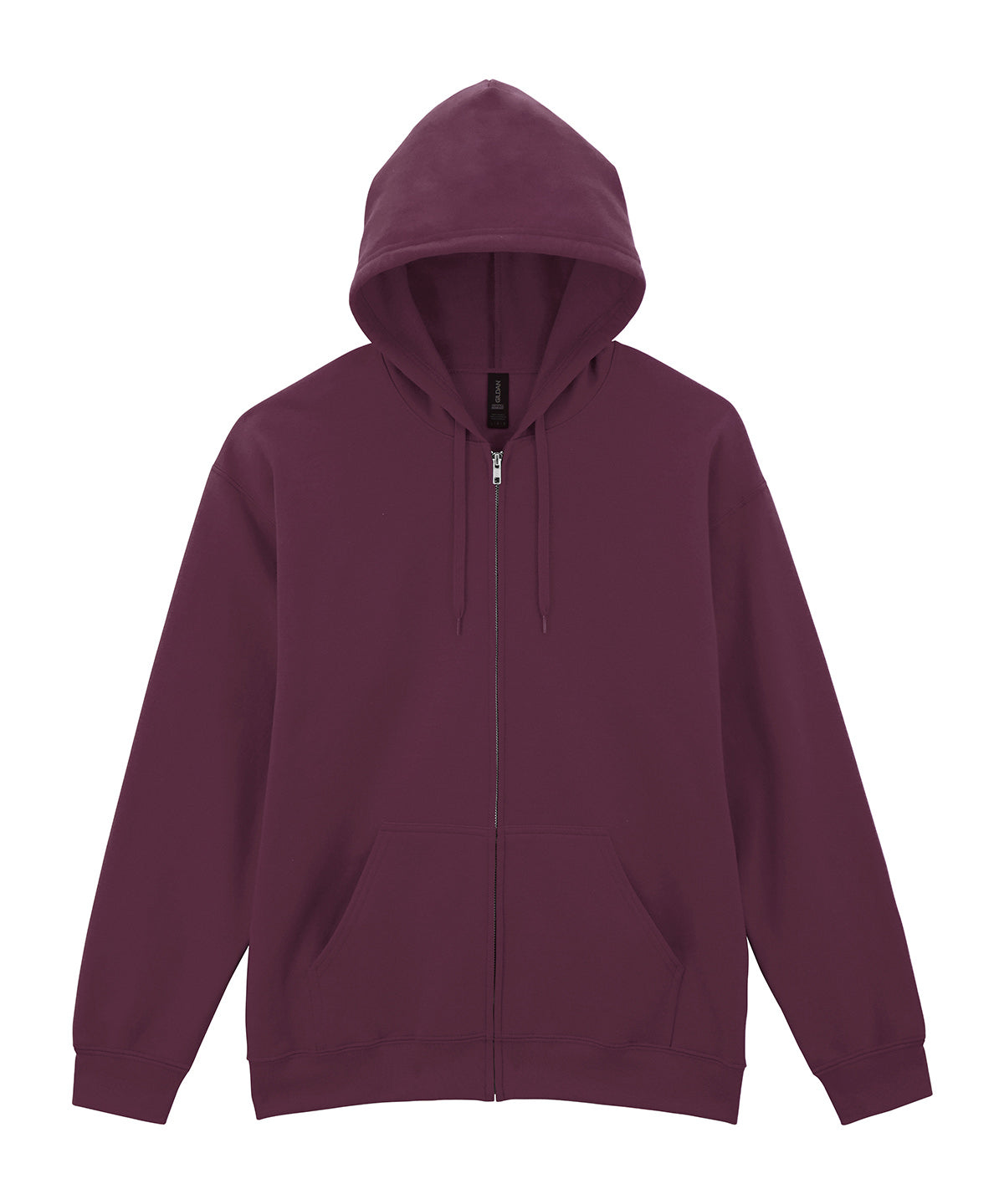 Gildan Softstyle midweight fleece adult full-zip hooded sweatshirt in Maroon, front view