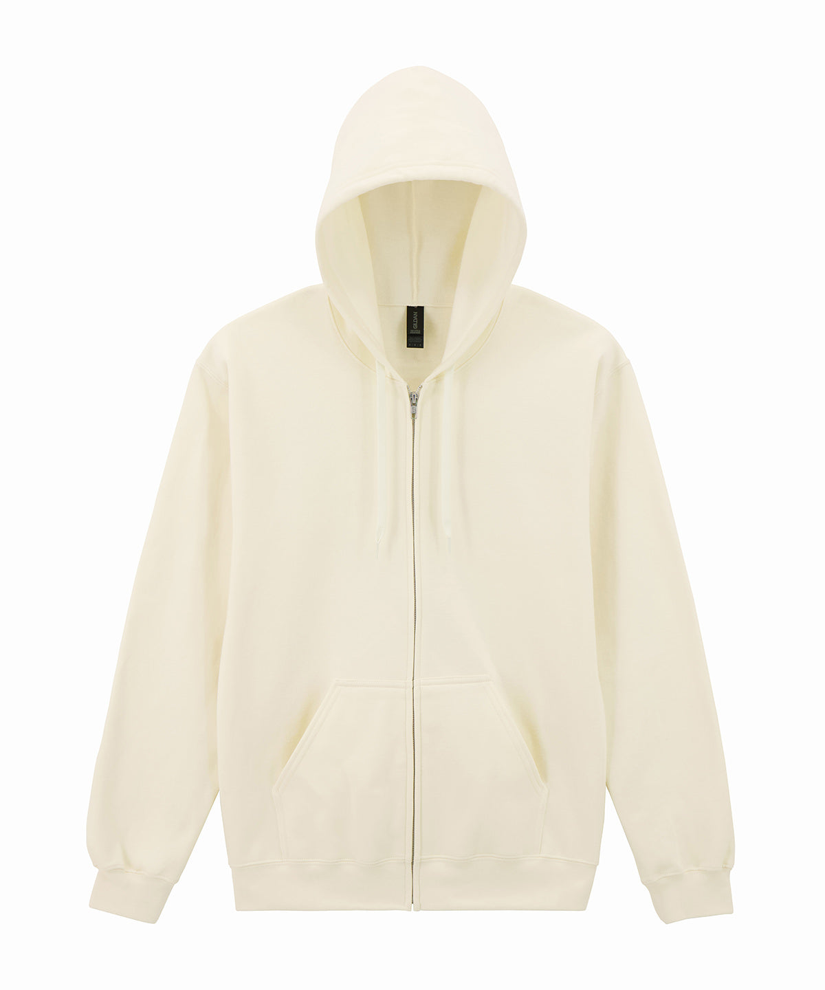 Gildan Softstyle midweight fleece adult full-zip hooded sweatshirt in Off White, front view