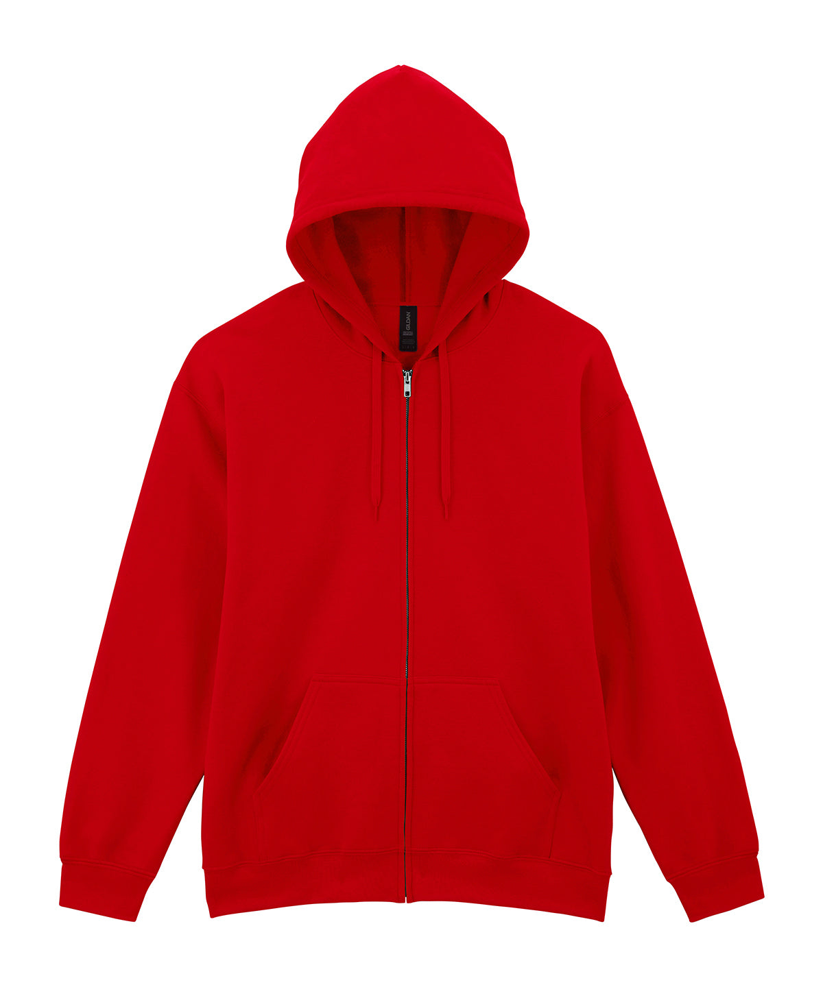 Gildan Softstyle midweight fleece adult full-zip hooded sweatshirt in Red, front view