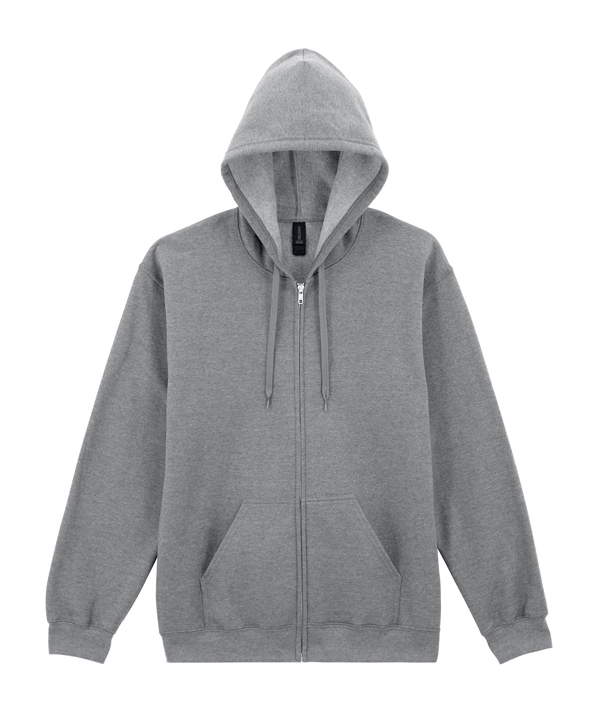 Gildan Softstyle midweight fleece adult full-zip hooded sweatshirt in Ringspun Sport Grey, front view