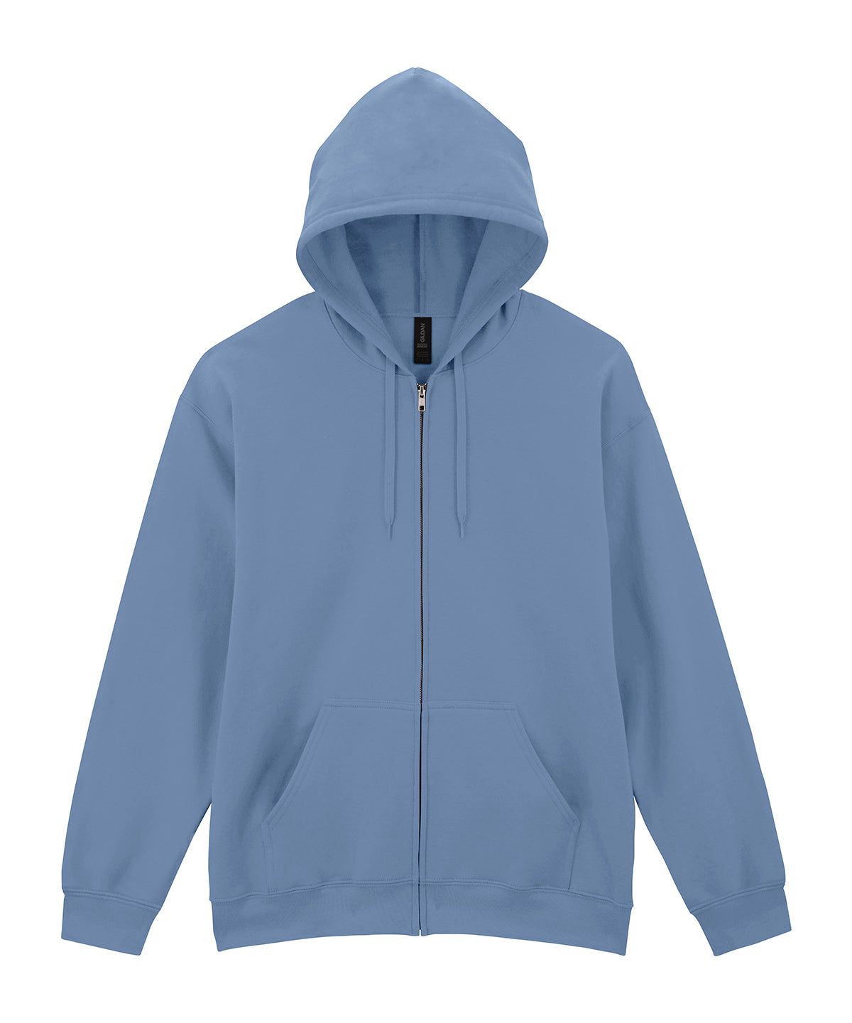 Gildan Softstyle midweight fleece adult full-zip hooded sweatshirt in Stone Blue, front view