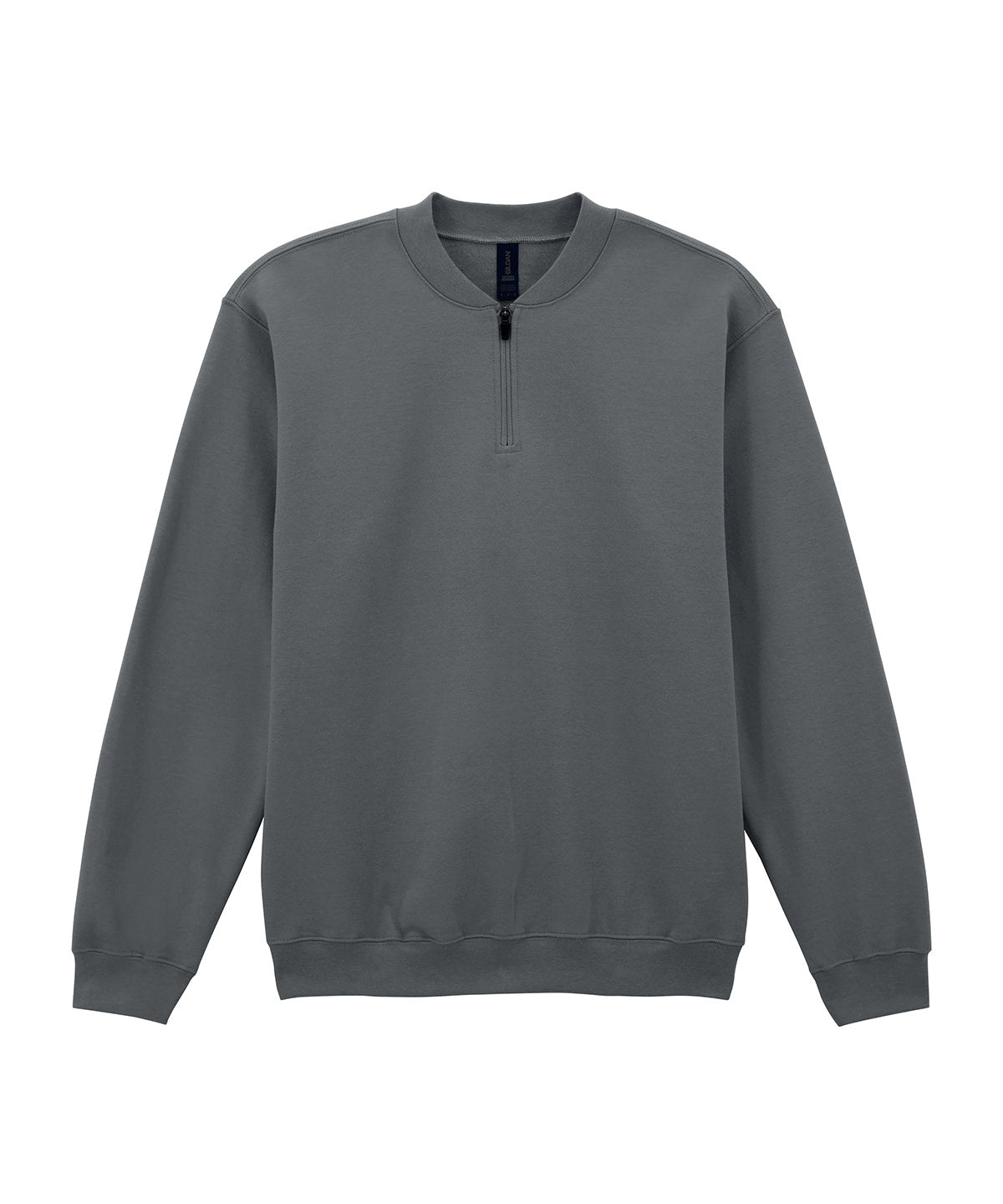 Gildan Softstyle midweight adult fleece 1/4-zip sweatshirt in Charcoal, front view
