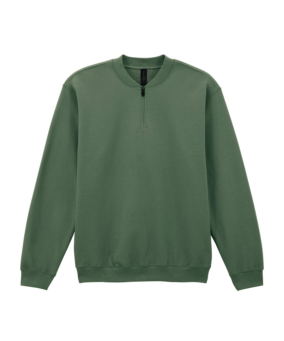 Gildan Softstyle midweight adult fleece 1/4-zip sweatshirt in Military Green, front view