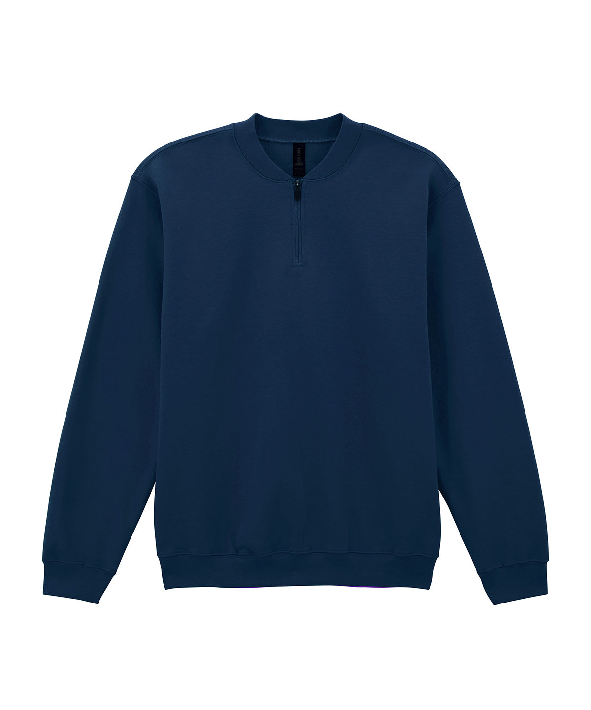 Gildan Softstyle midweight adult fleece 1/4-zip sweatshirt in Navy, front view