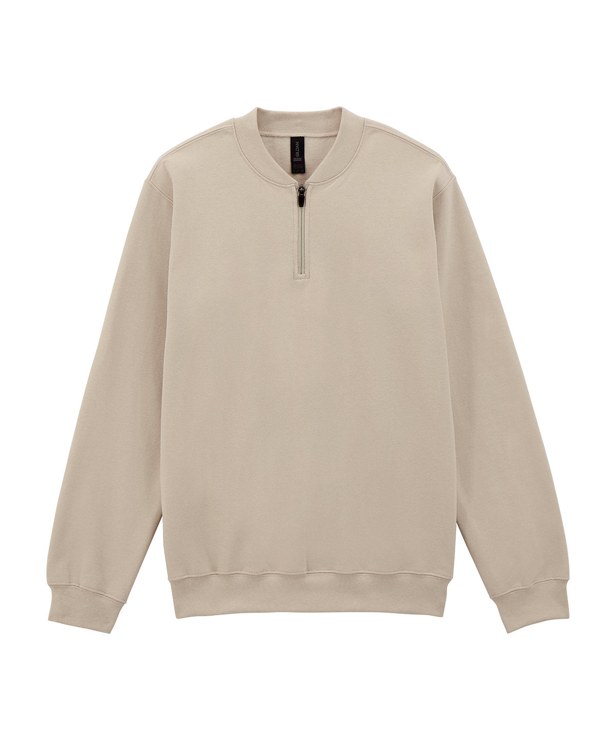 Gildan Softstyle midweight adult fleece 1/4-zip sweatshirt in Sand, front view