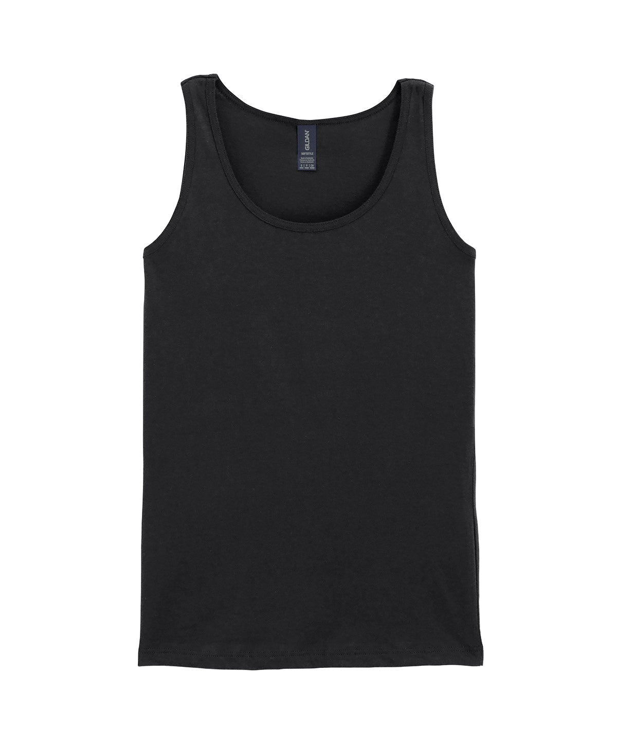 Gildan Softstyle women's tank top in Black, front view