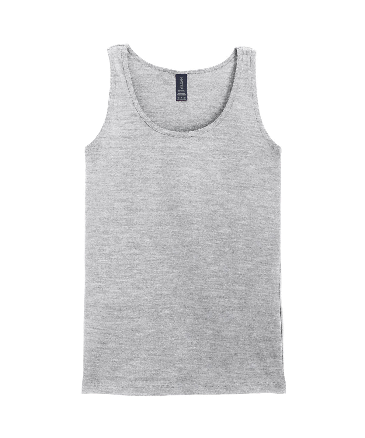 Gildan Softstyle women's tank top in Ringspun Sport Grey, front view