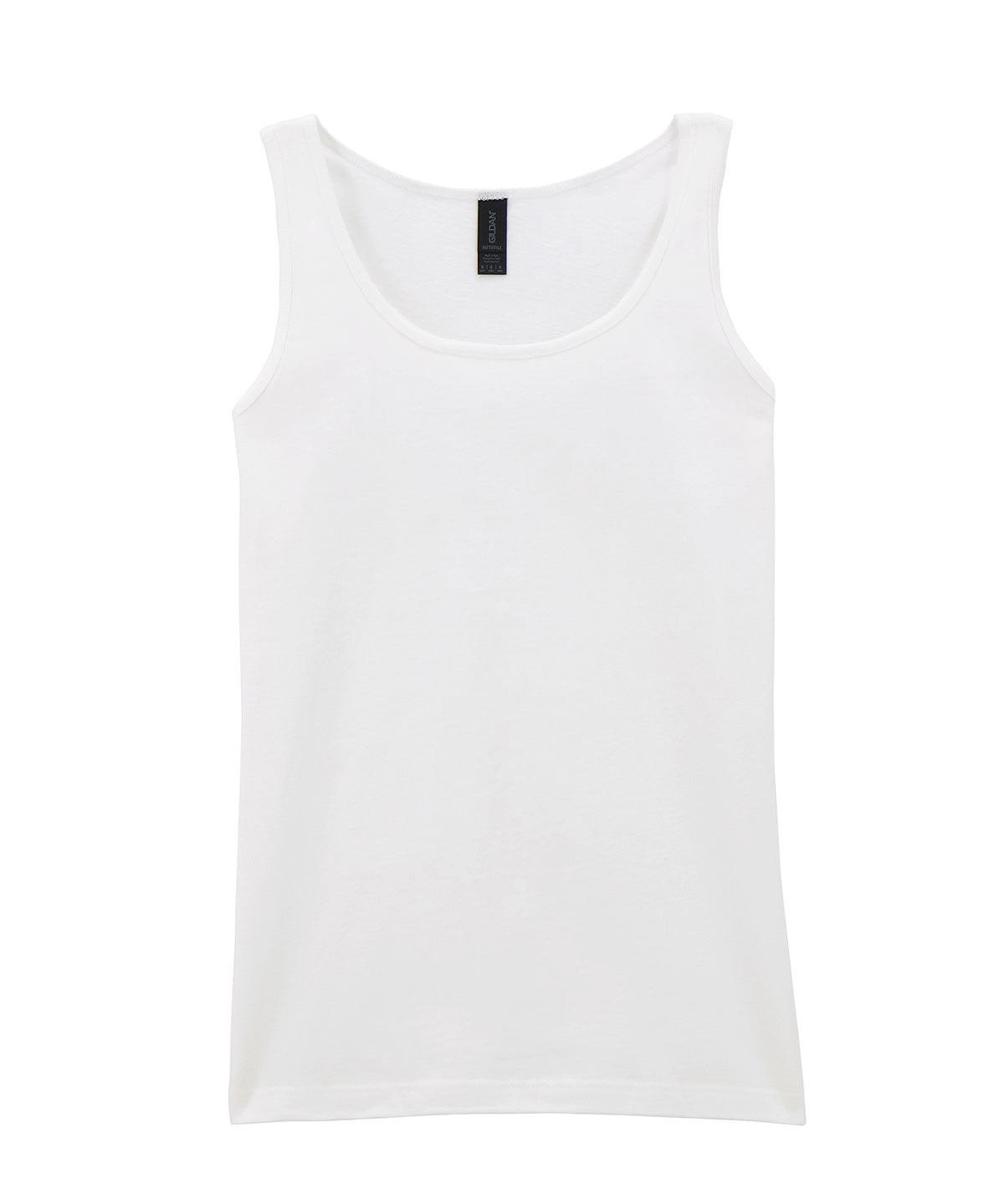 Gildan Softstyle women's tank top in White, front view