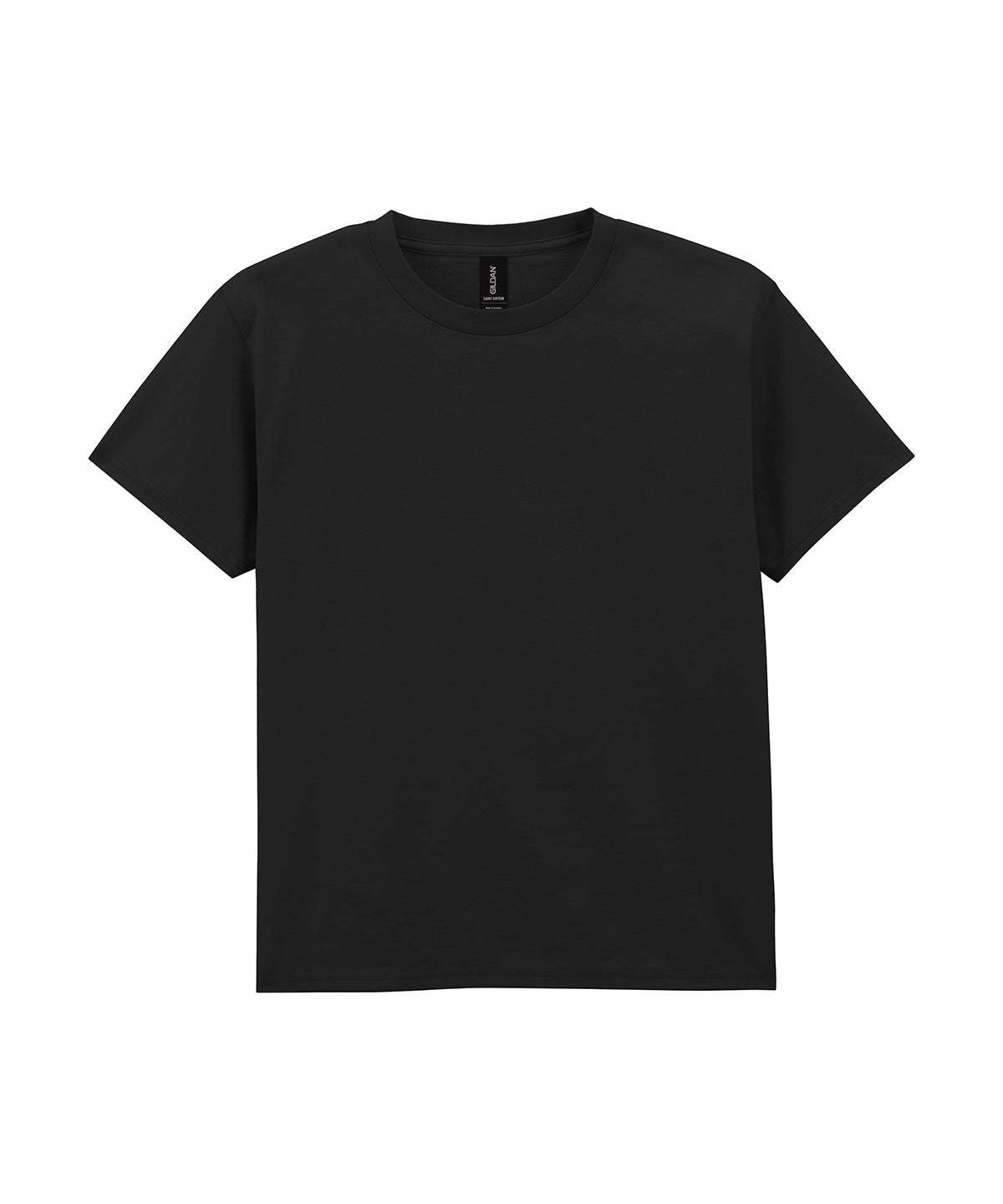 Gildan Light cotton youth t-shirt in Black, front view