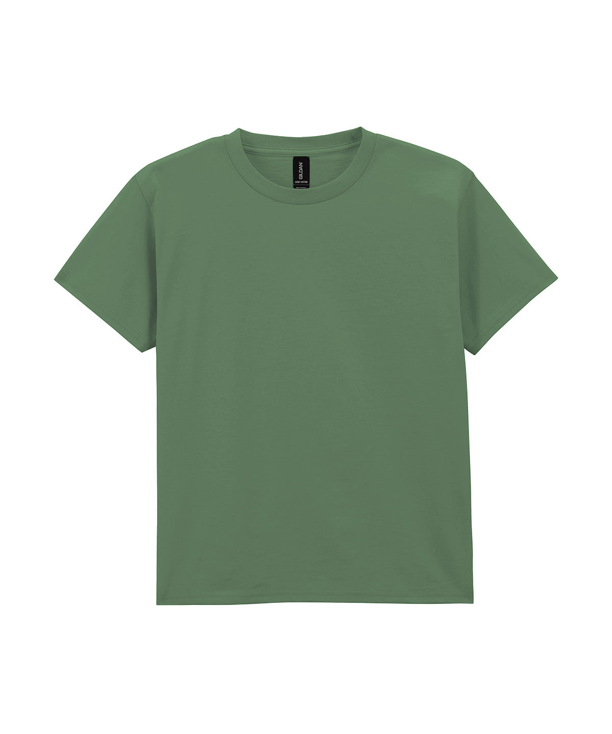 Gildan Light cotton youth t-shirt in Military Green, front view