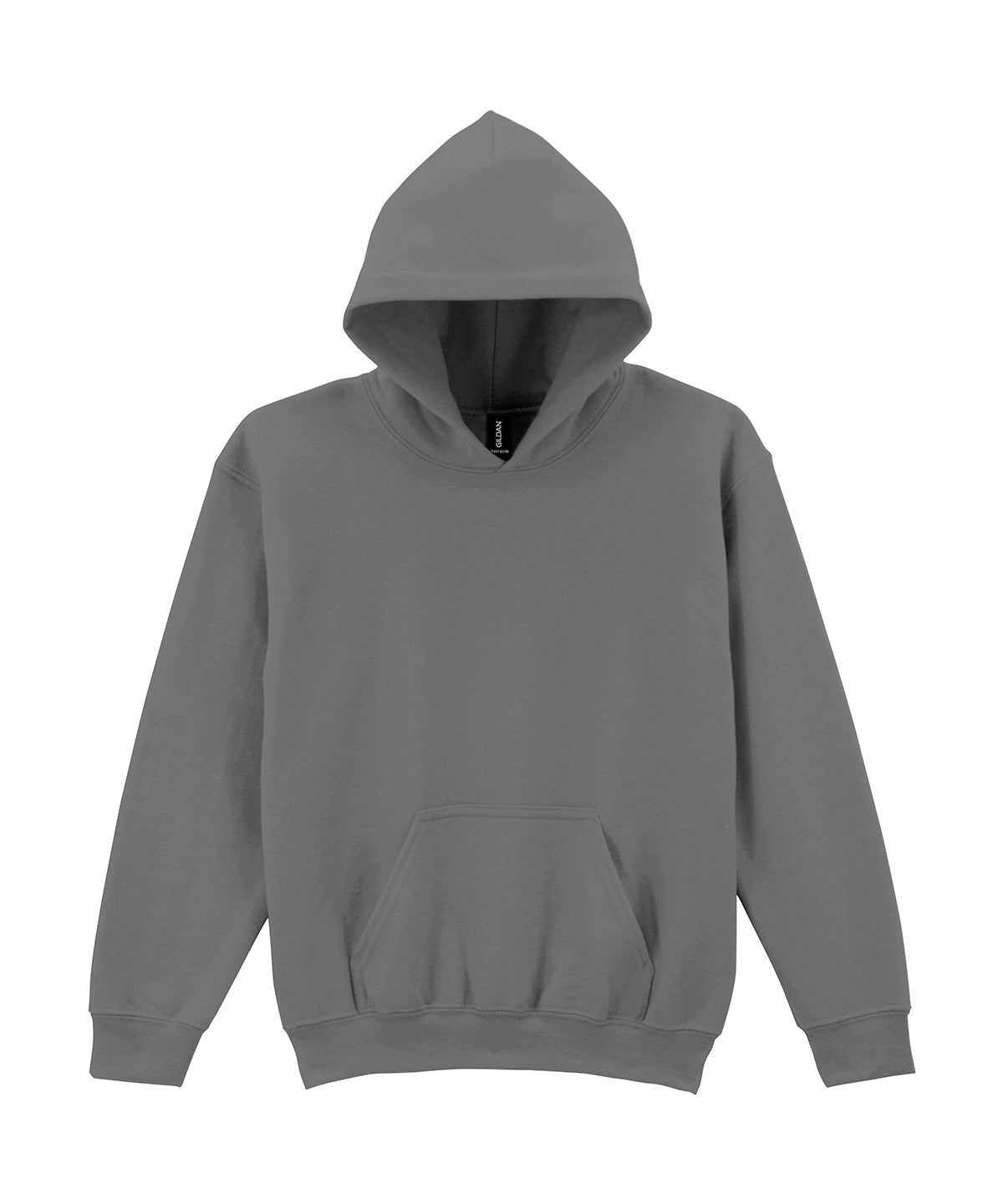 Gildan Heavy Blend youth hooded sweatshirt in Charcoal, front view
