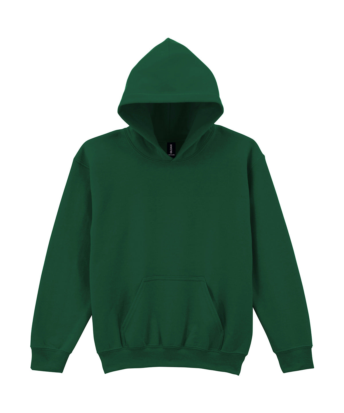Gildan Heavy Blend youth hooded sweatshirt in Fan Dark Green_FT, front view