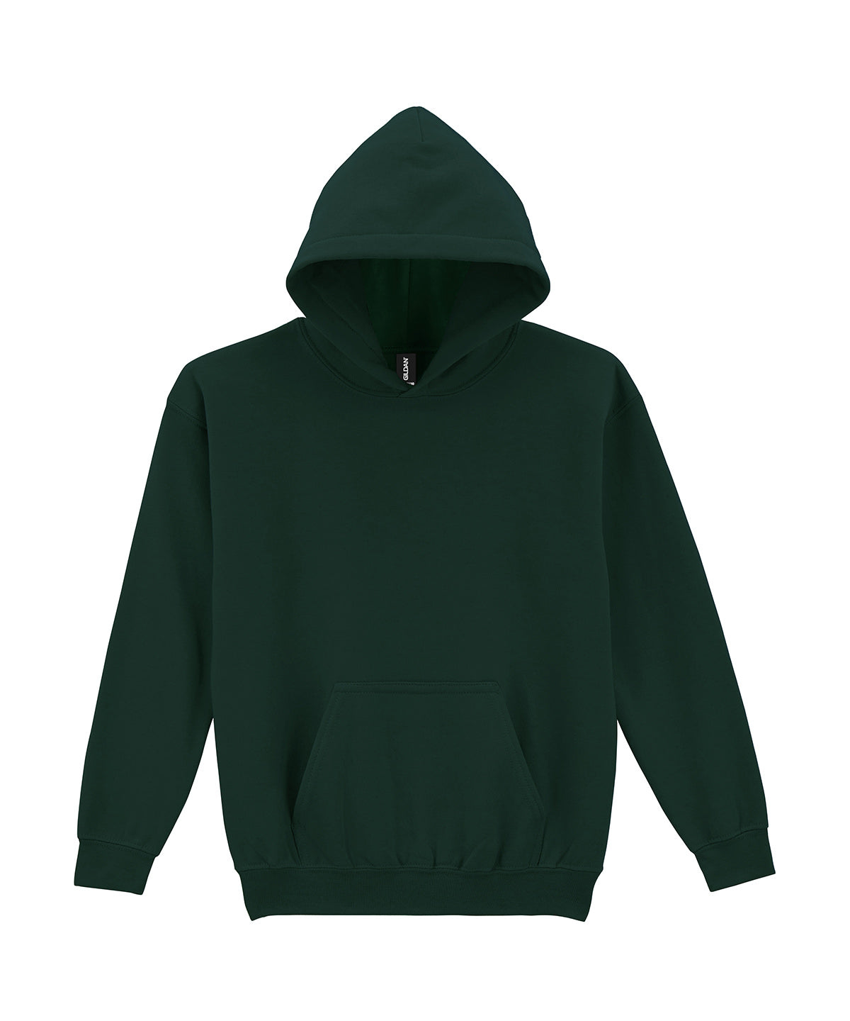 Gildan Heavy Blend youth hooded sweatshirt in Forest, front view