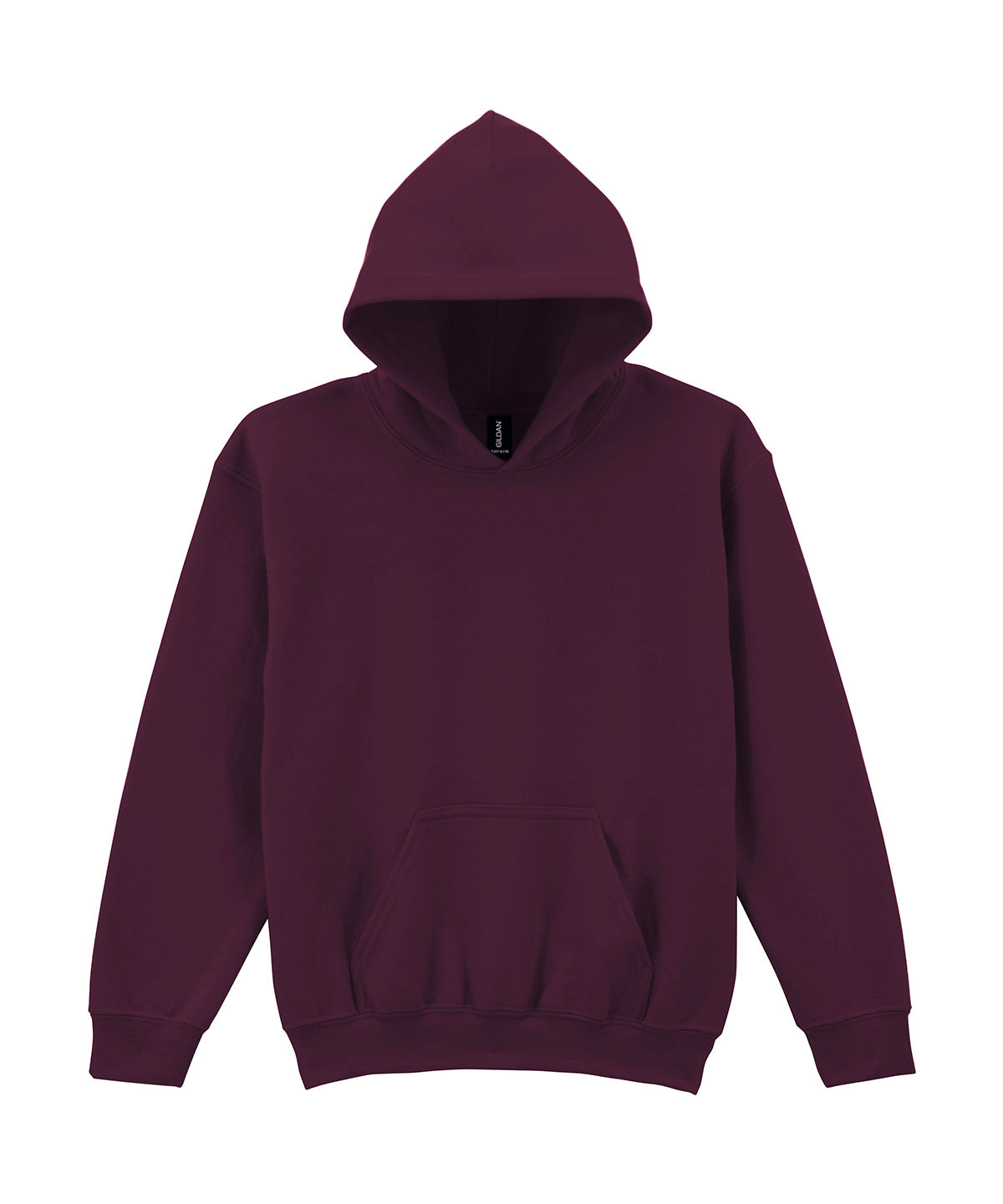 Gildan Heavy Blend youth hooded sweatshirt in Maroon, front view