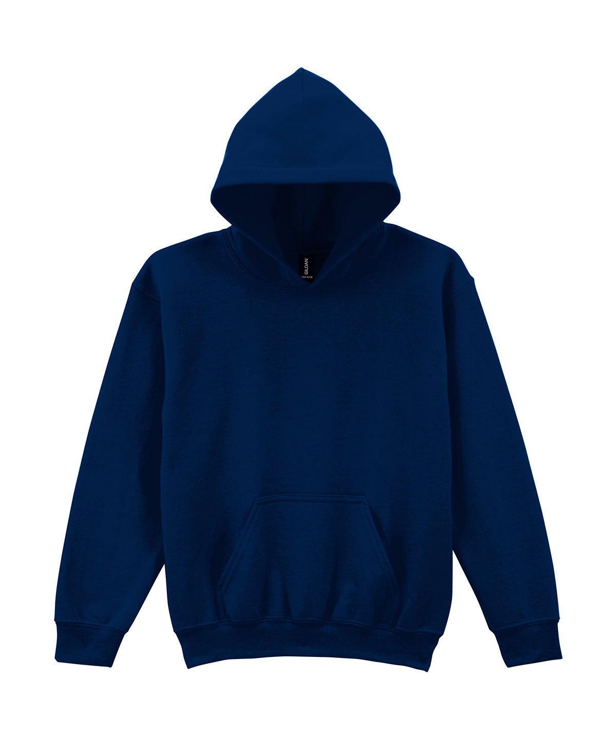 Gildan Heavy Blend youth hooded sweatshirt in Navy, front view