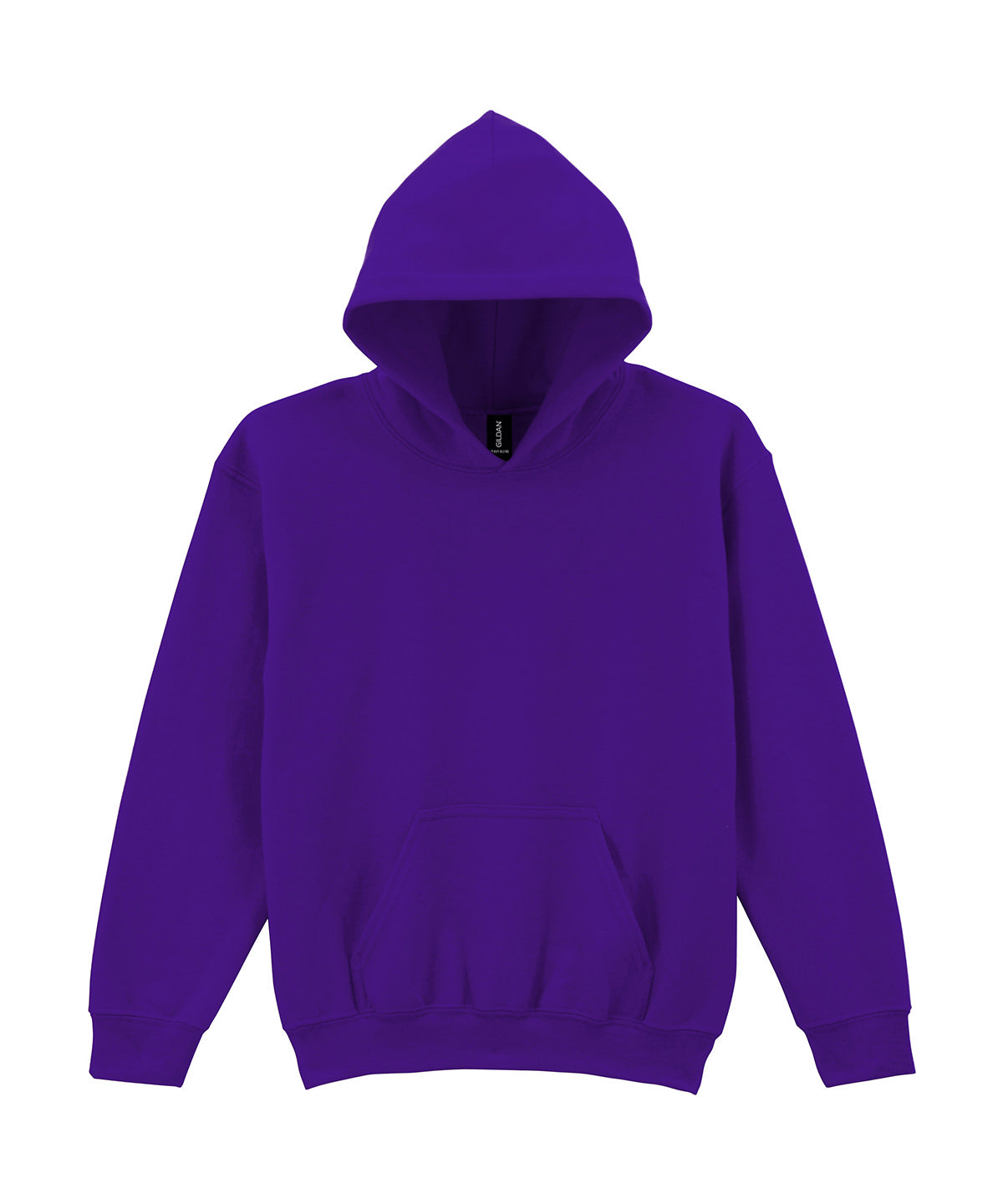 Gildan Heavy Blend youth hooded sweatshirt in Purple, front view