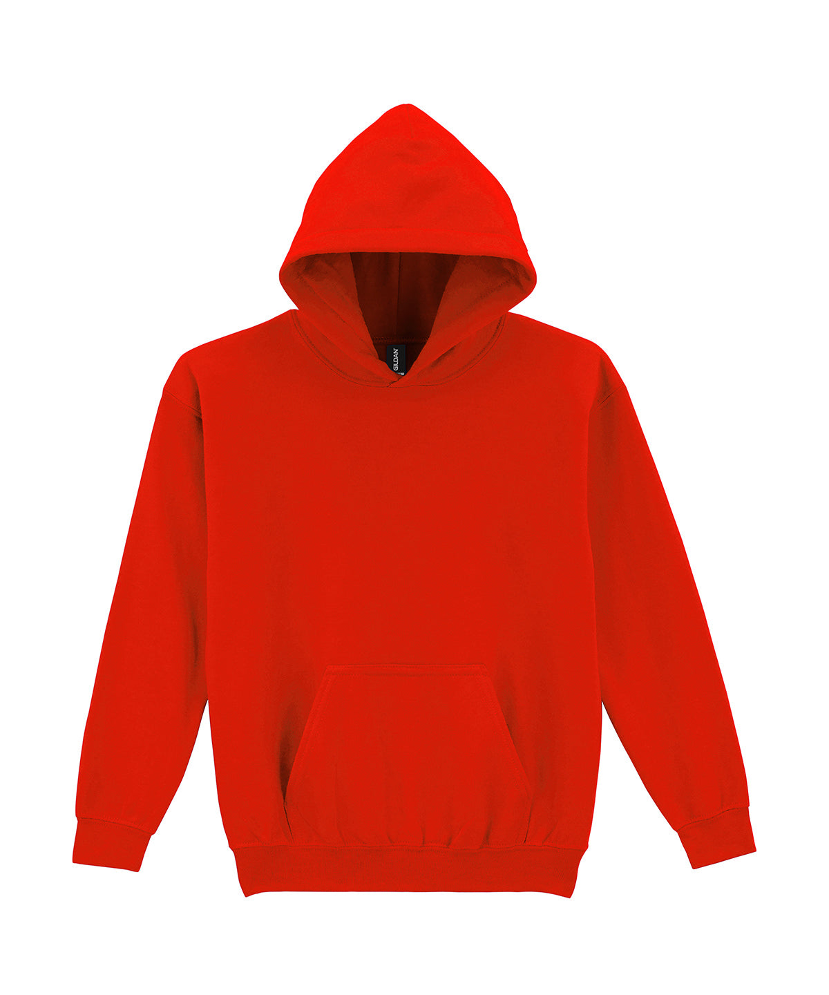 Gildan Heavy Blend youth hooded sweatshirt in Red, front view