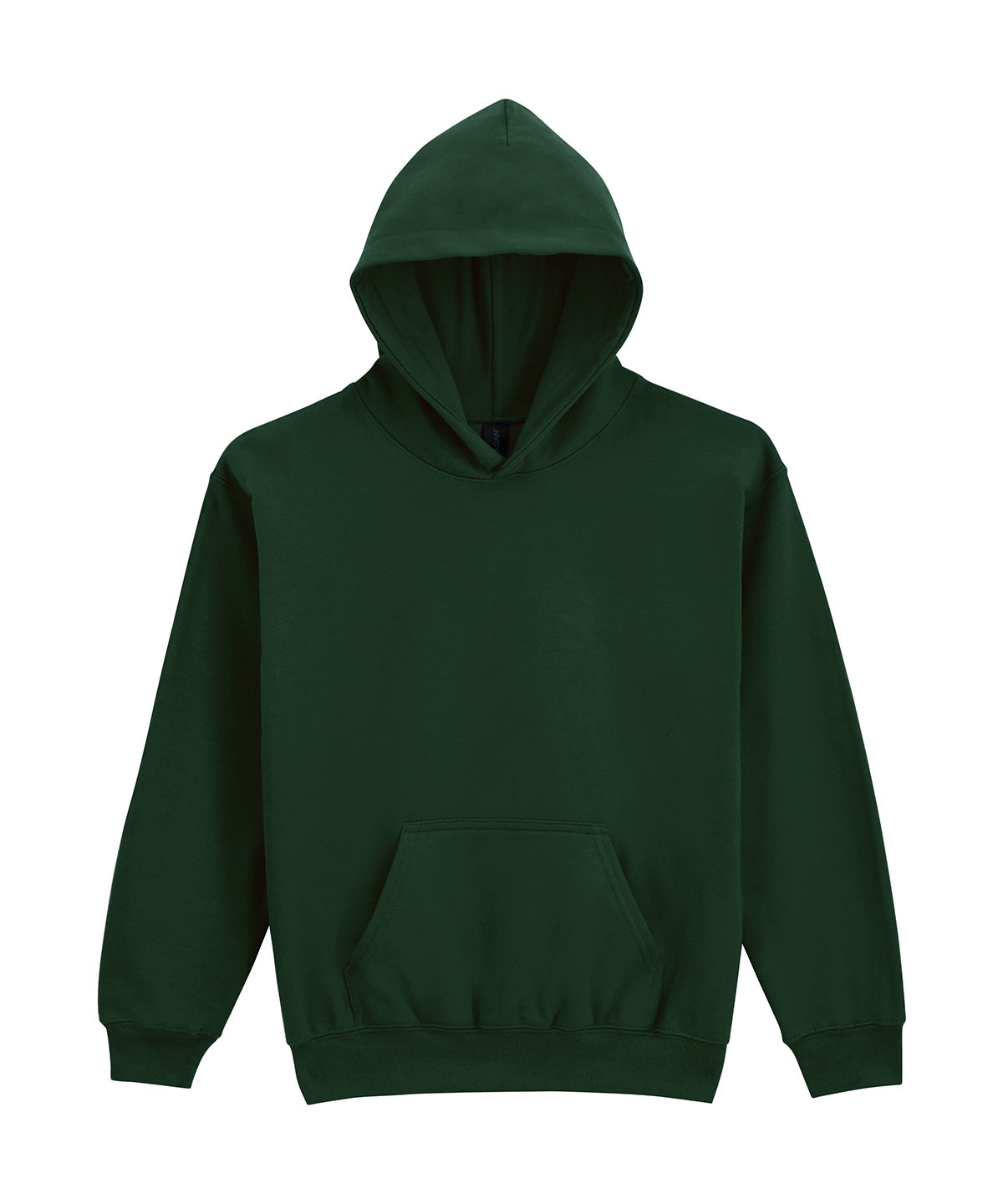 Gildan Softstyle midweight fleece youth hoodie in Forest Green, front view