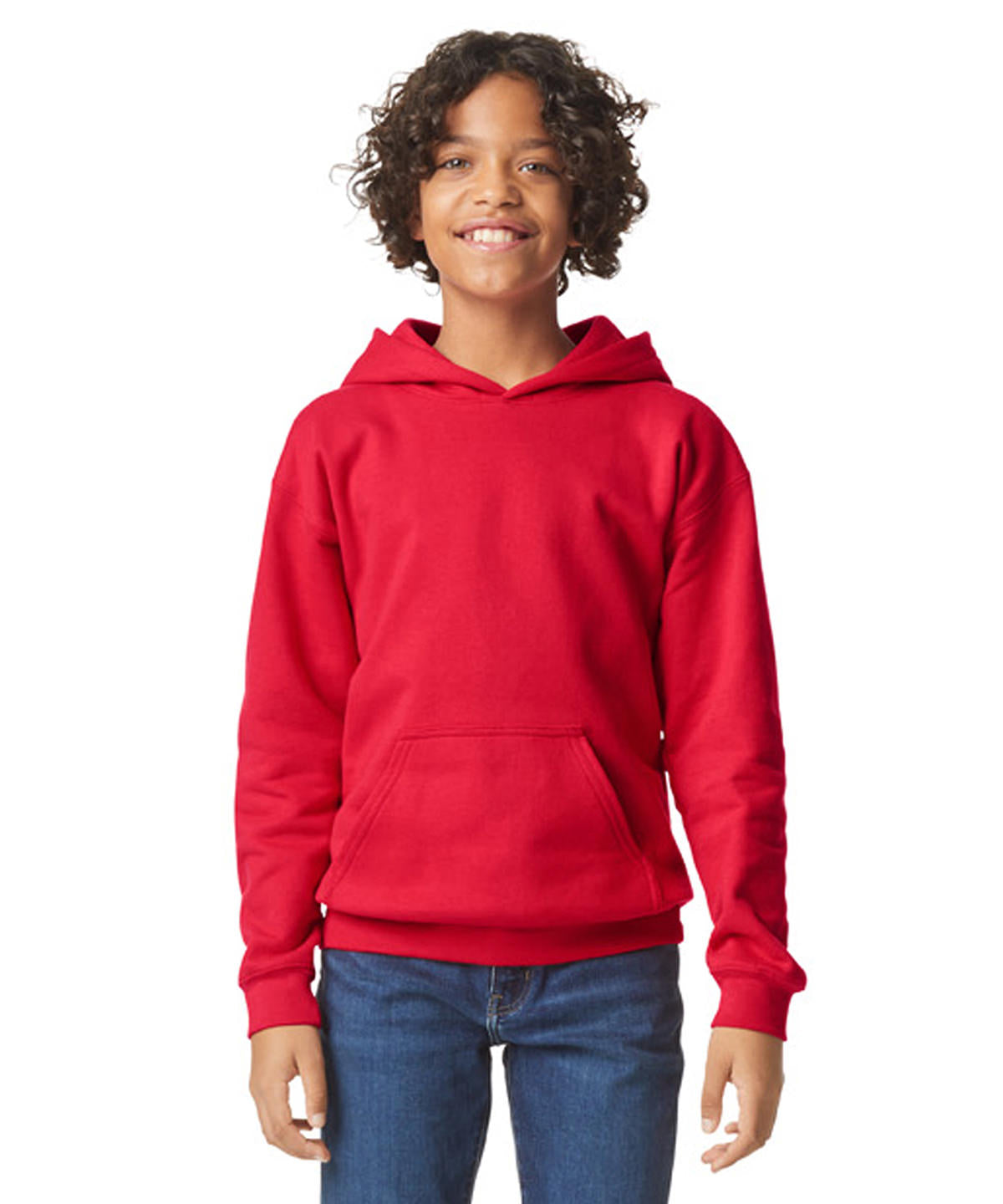 Gildan Softstyle midweight fleece youth hoodie, lifestyle photo