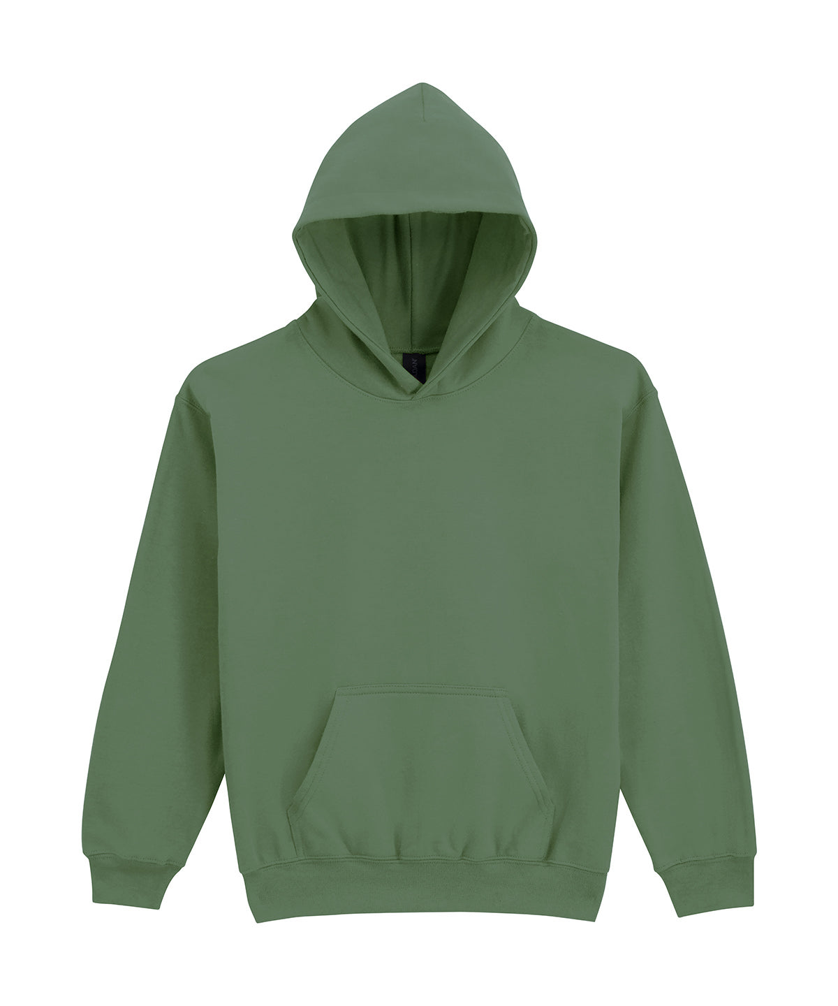 Gildan Softstyle midweight fleece youth hoodie in Military Green, front view