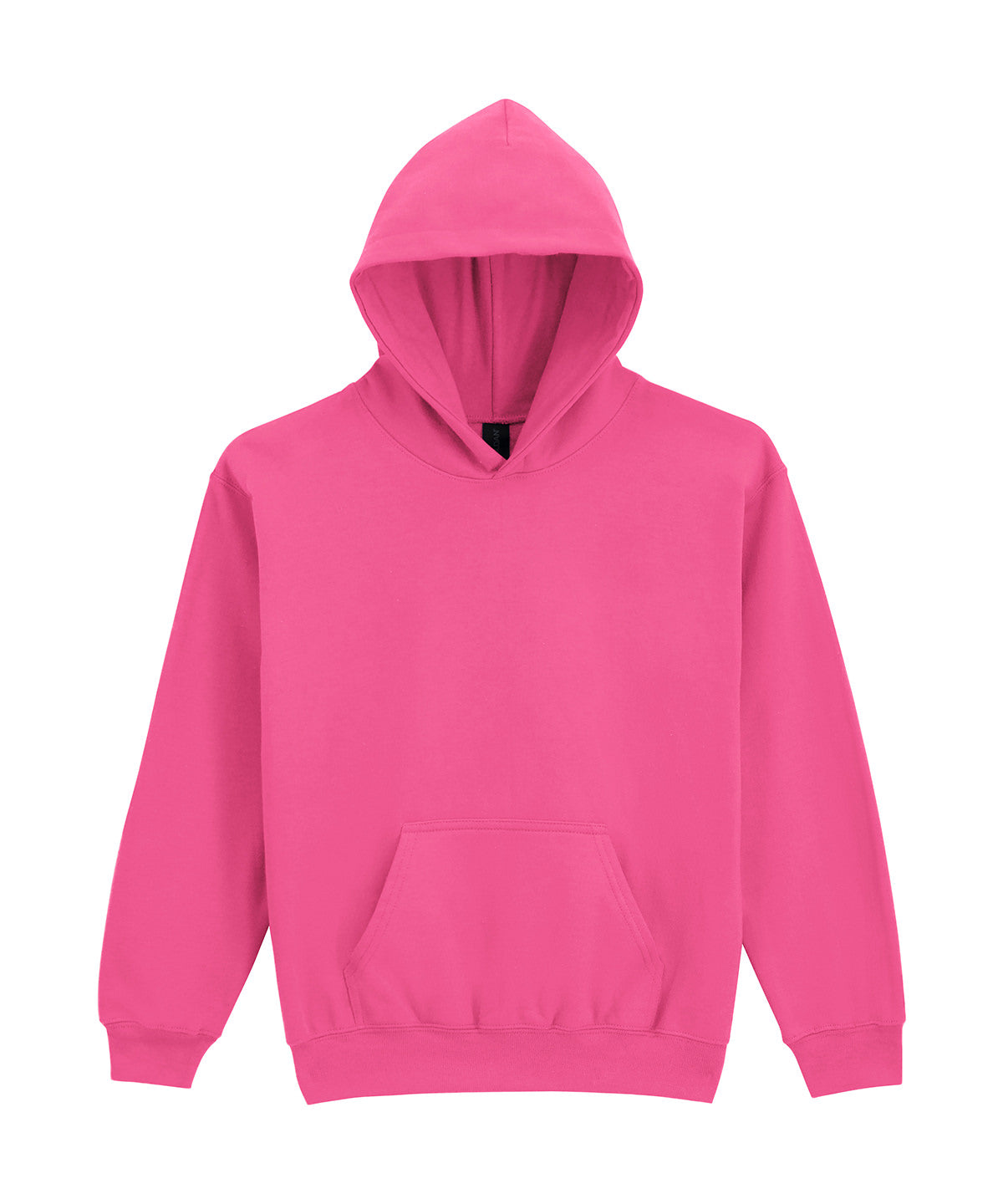Gildan Softstyle midweight fleece youth hoodie in Pink Lemonade, front view