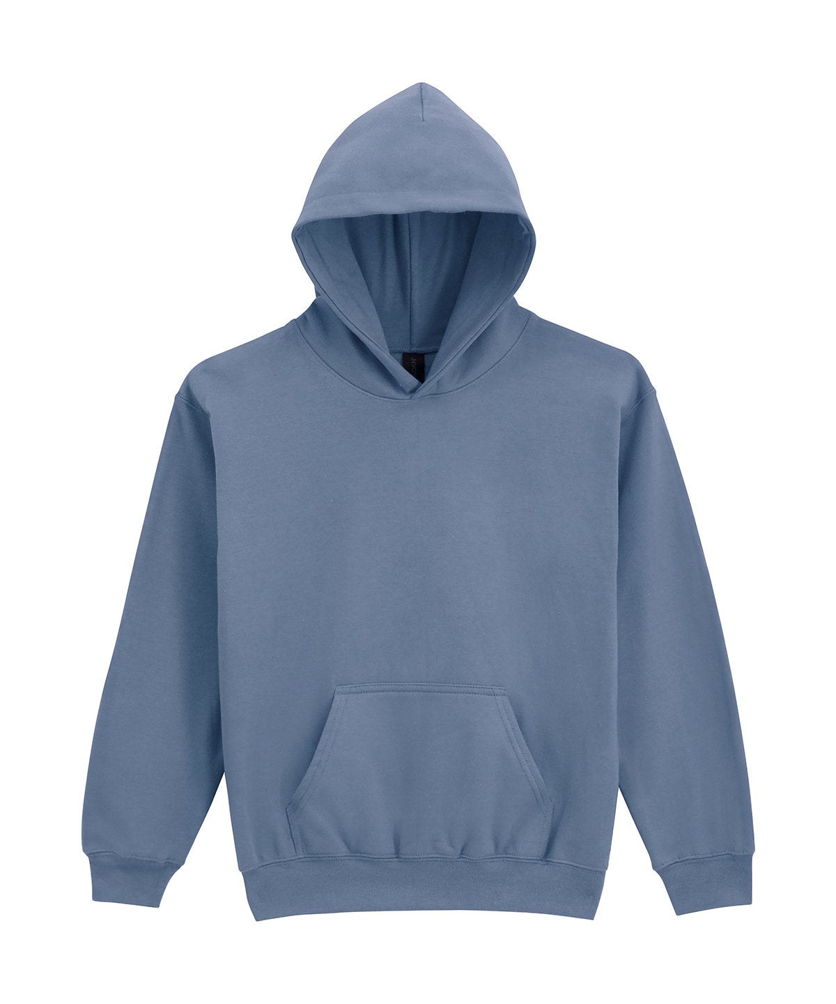 Gildan Softstyle midweight fleece youth hoodie in Stone Blue, front view