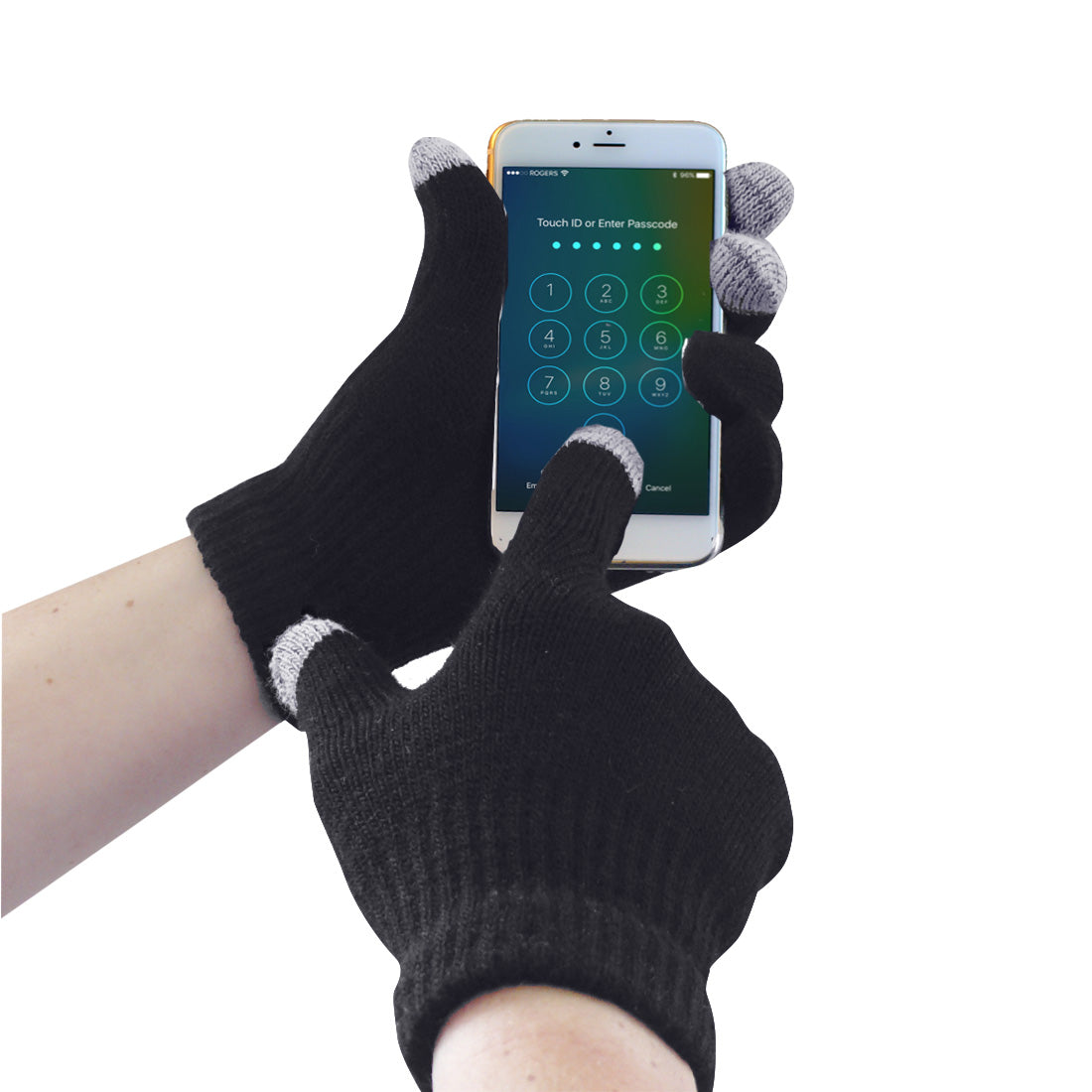 Portwest Touchscreen Knit Glove in Black, main product image