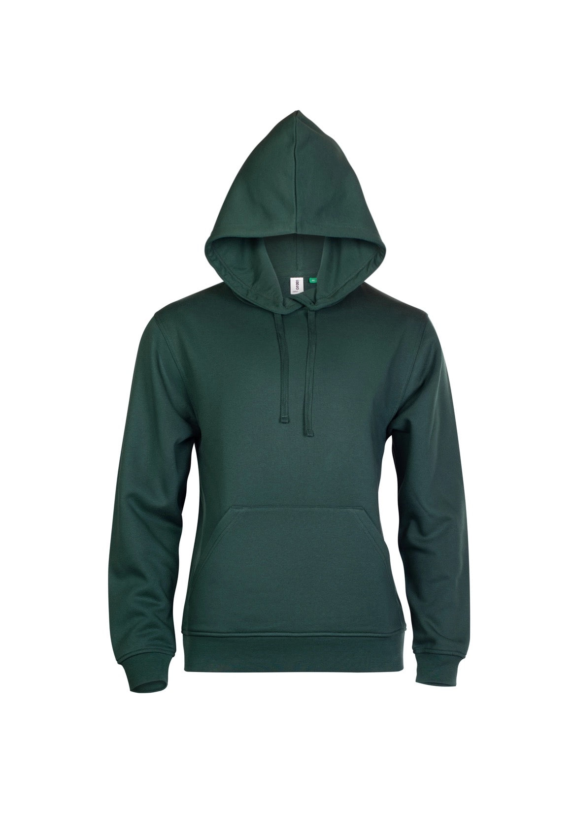 Uneek Eco Hoodie in Bottle Green, front view
