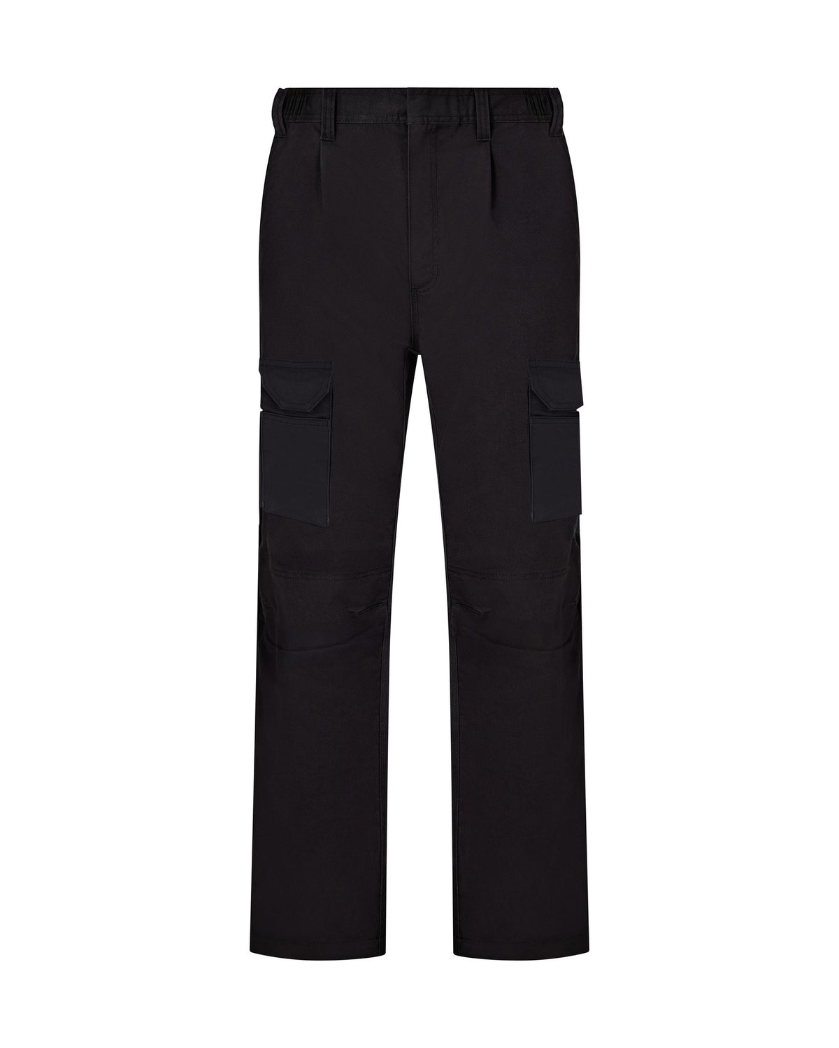 Uneek Eco Workwear Cargo Trouser Long in Black, front view