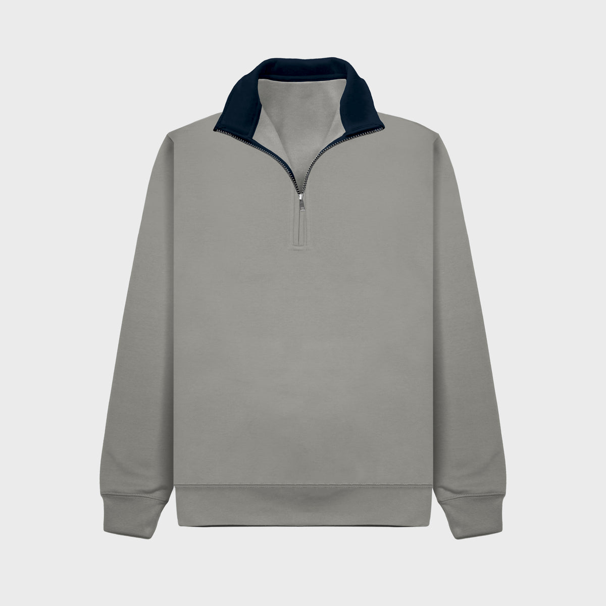 Cotton Ridge W75 Lunar Premium Quarter Zip Sweatshirt in Grey Mist / Oxford Navy